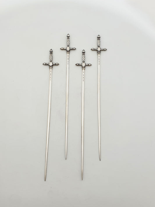 Christofle Silver Plated Sword Handle Meat Skewers Set of Four – circa 1960