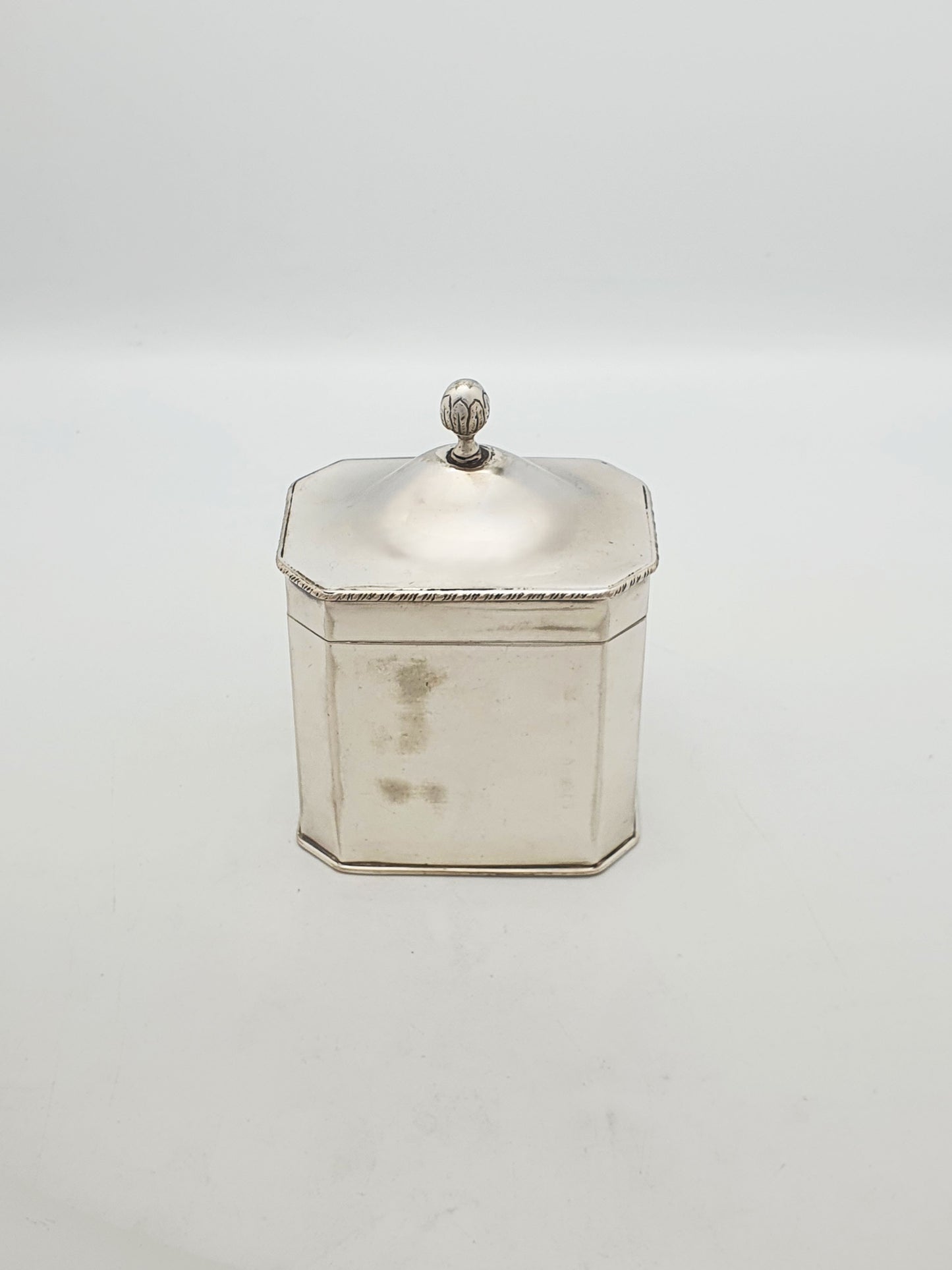Lovely Antique Edwardian Silver Plated Octagonal Tea Caddy – circa 1905