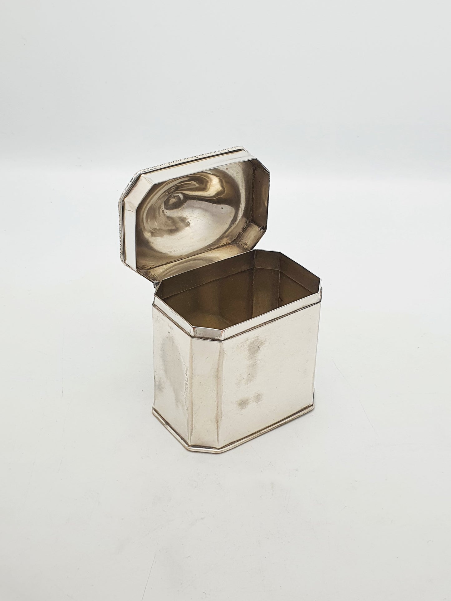 Lovely Antique Edwardian Silver Plated Octagonal Tea Caddy – circa 1905
