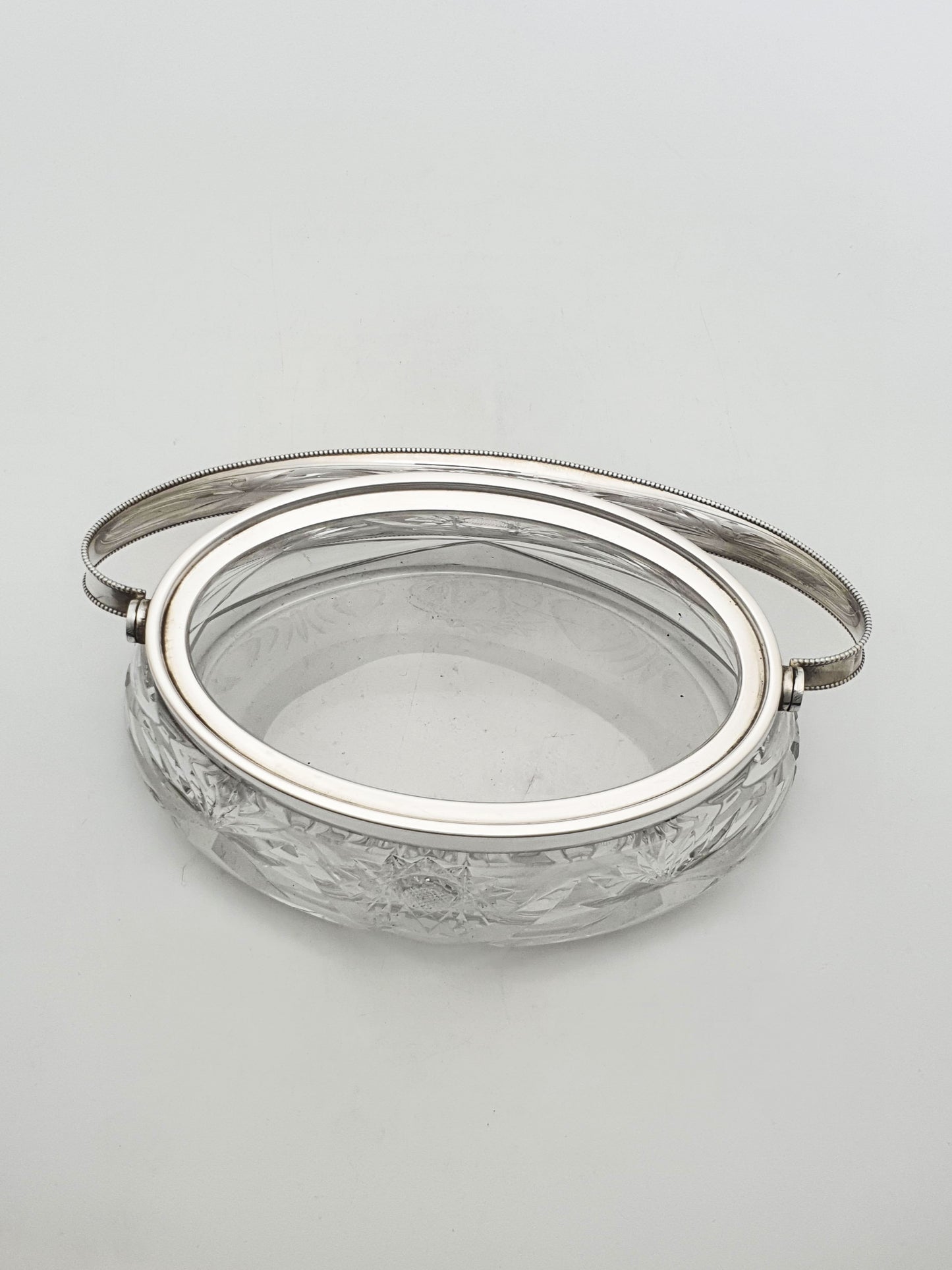 Nice Antique WMF Silver Plated Cut Glass Biscuit Box With Handle – circa 1900