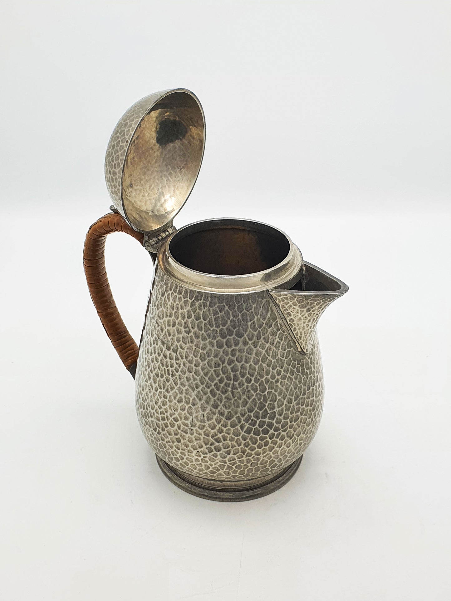 Arts And Crafts Tudric Pewter Coffee Pot With Cane Handle – circa 1925
