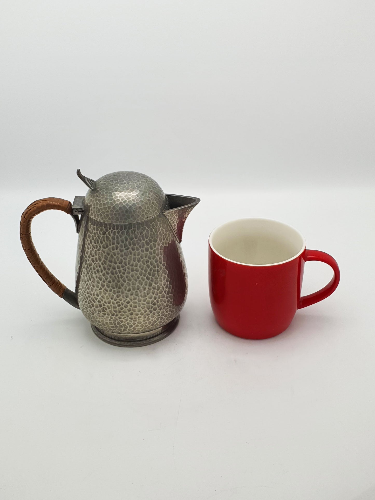 Arts And Crafts Tudric Pewter Coffee Pot With Cane Handle – circa 1925