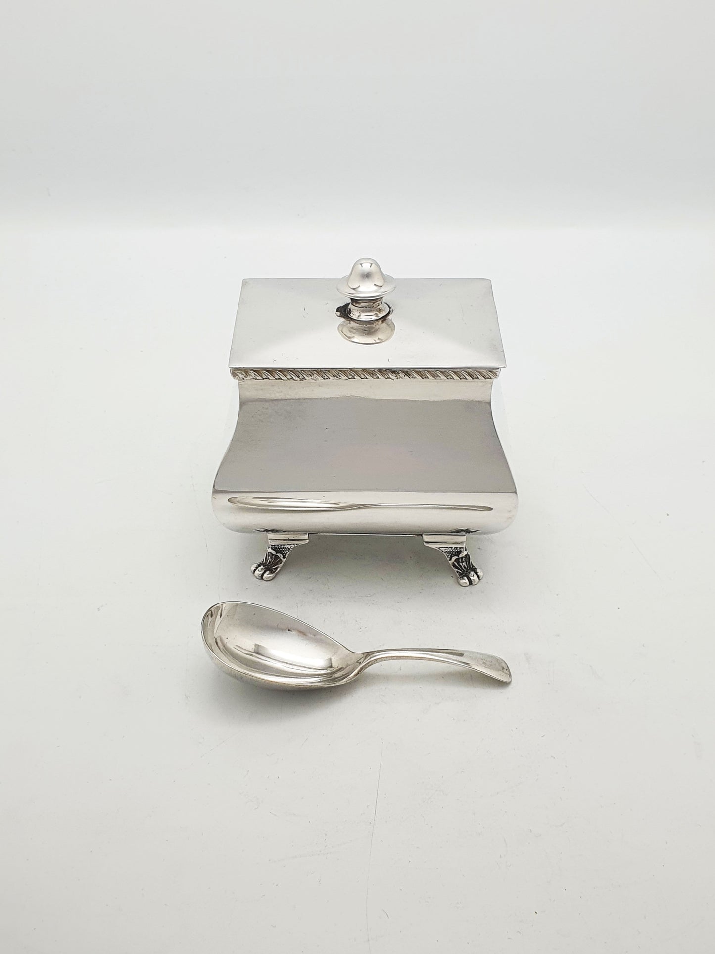 Lovely Antique Edwardian Silver Plated Tea Caddy and Spoon – circa 1905