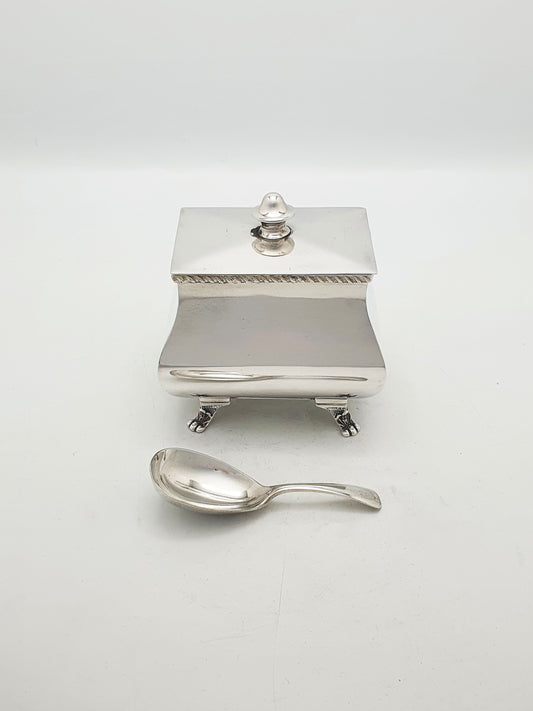 Lovely Antique Edwardian Silver Plated Tea Caddy and Spoon – circa 1905
