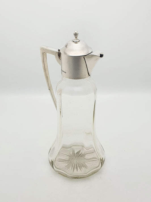 Splendid Antique Edwardian Sterling Silver Mounted Glass Claret Jug - 1910