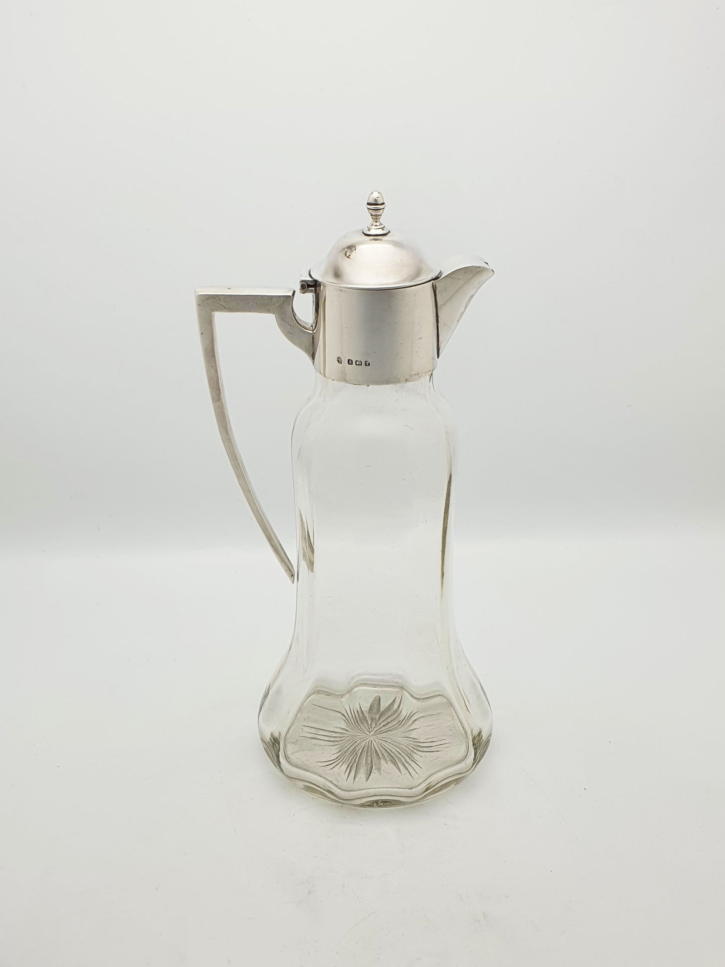 Splendid Antique Edwardian Sterling Silver Mounted Glass Claret Jug - 1910