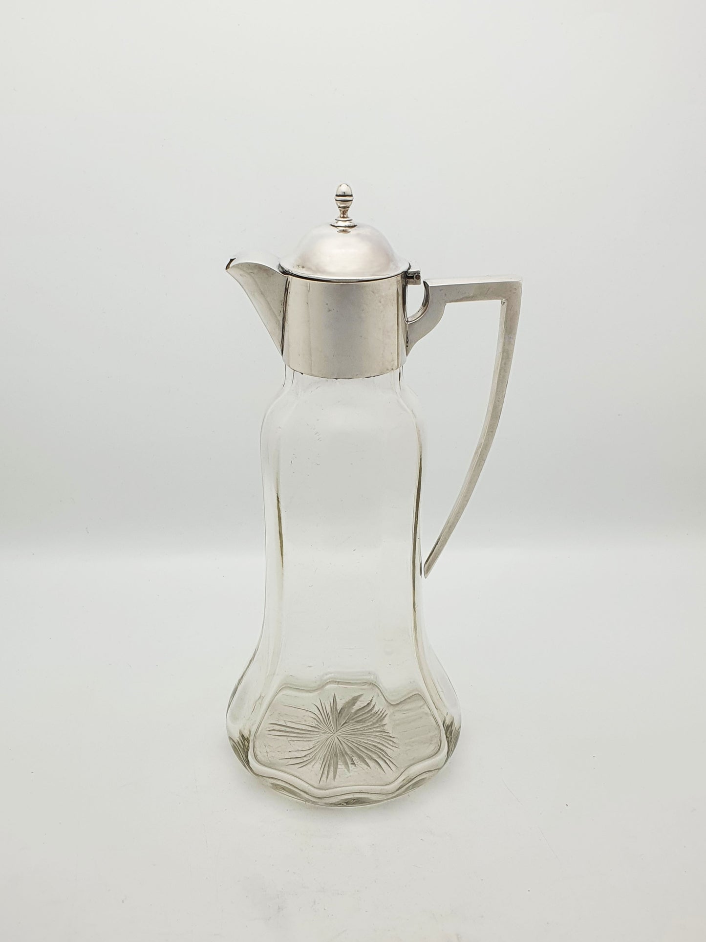 Splendid Antique Edwardian Sterling Silver Mounted Glass Claret Jug - 1910