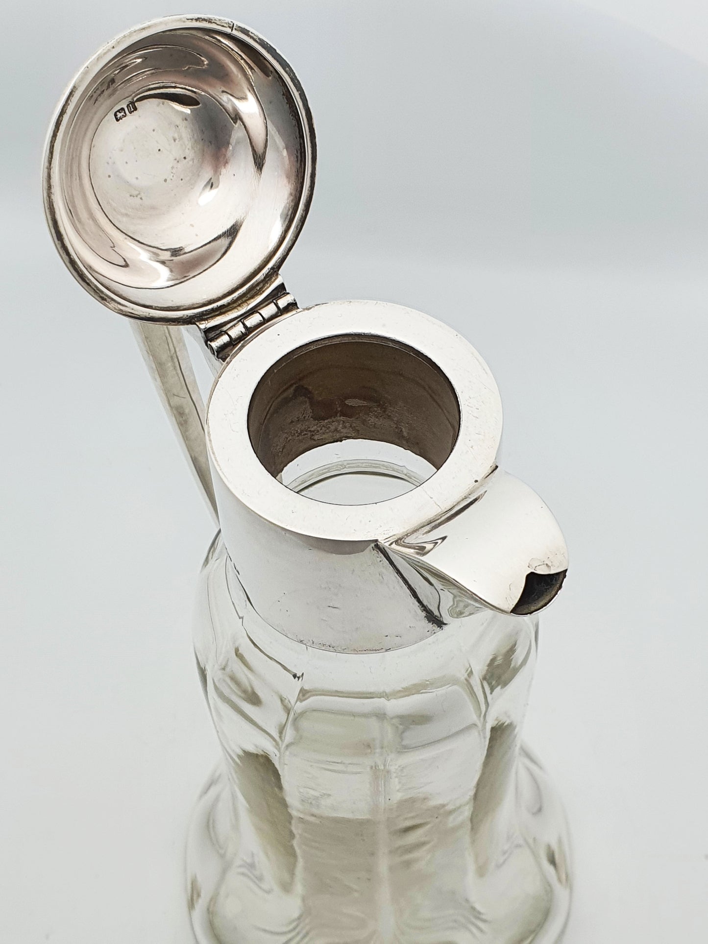 Splendid Antique Edwardian Sterling Silver Mounted Glass Claret Jug - 1910