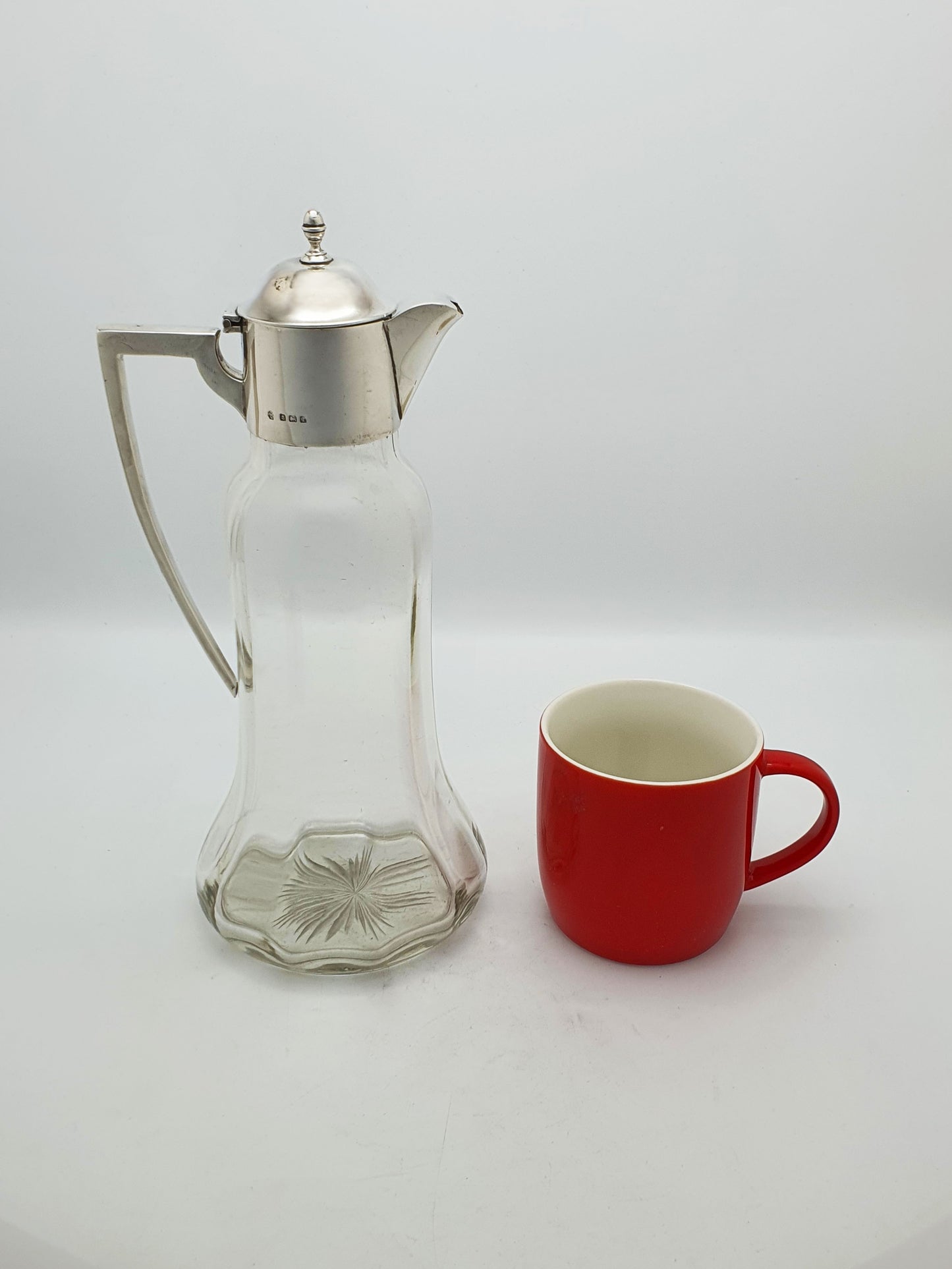 Splendid Antique Edwardian Sterling Silver Mounted Glass Claret Jug - 1910