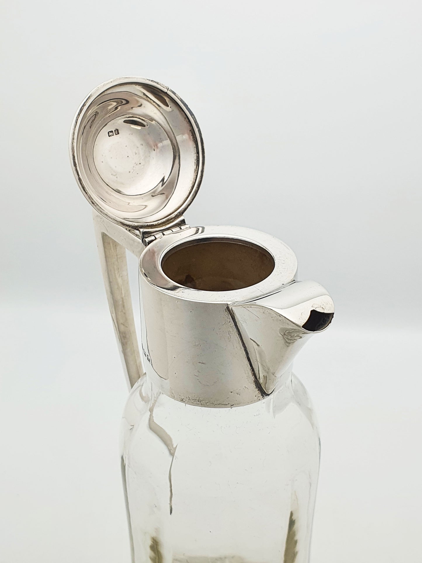 Splendid Antique Edwardian Sterling Silver Mounted Glass Claret Jug - 1910