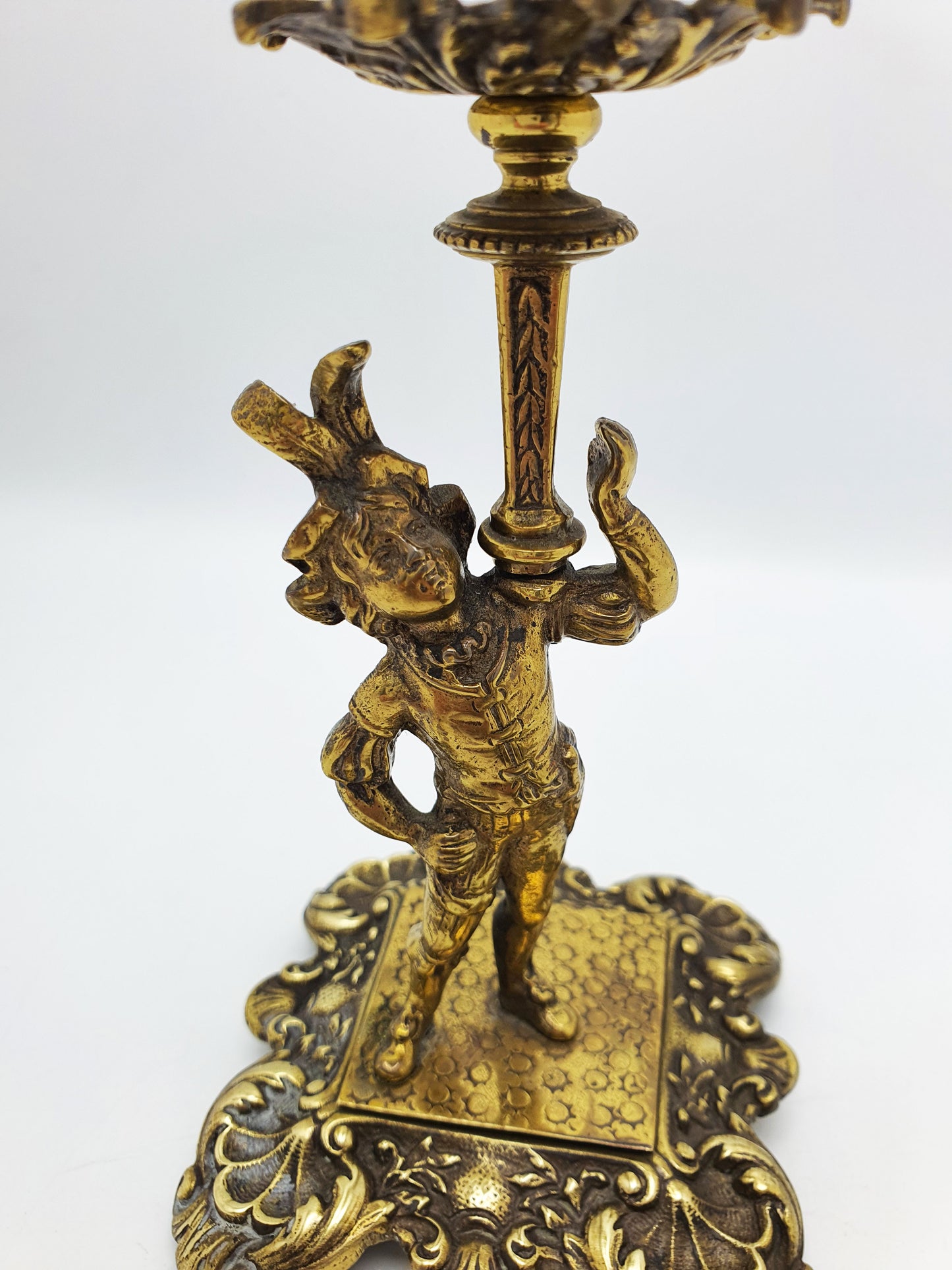 Fantastic Pair of Antique Victorian Brass Figural Candlesticks – circa 1880