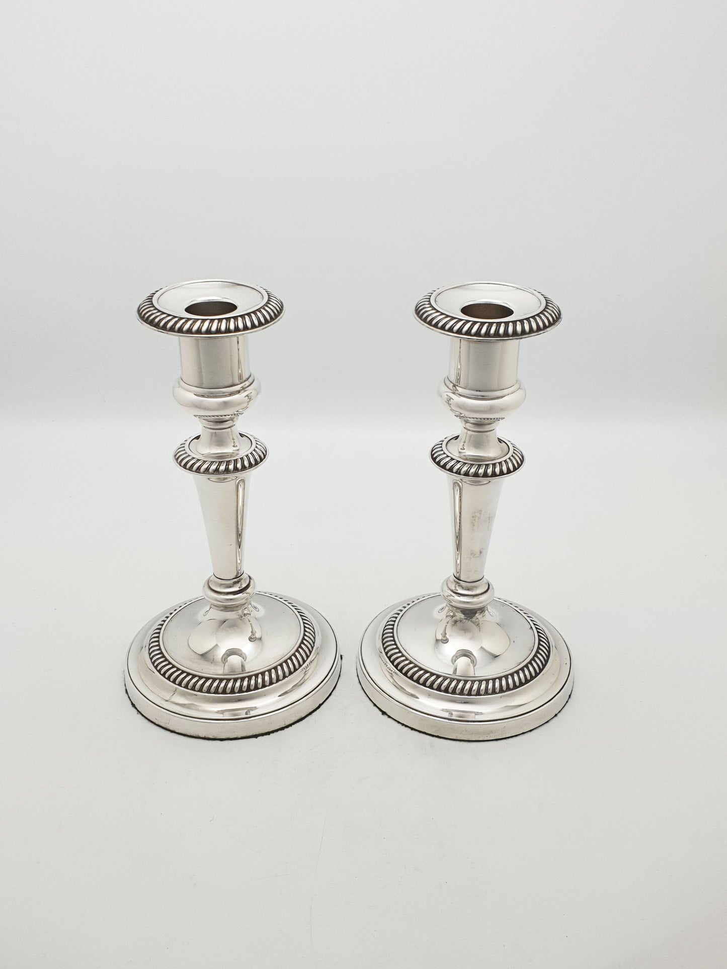 Pair of Antique Barker Ellis Silver Plated Candlesticks – circa 1920