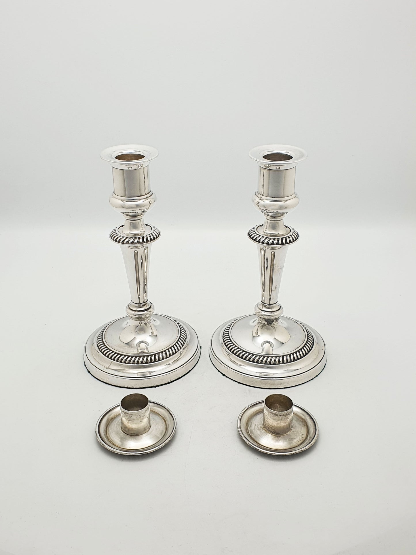 Pair of Antique Barker Ellis Silver Plated Candlesticks – circa 1920