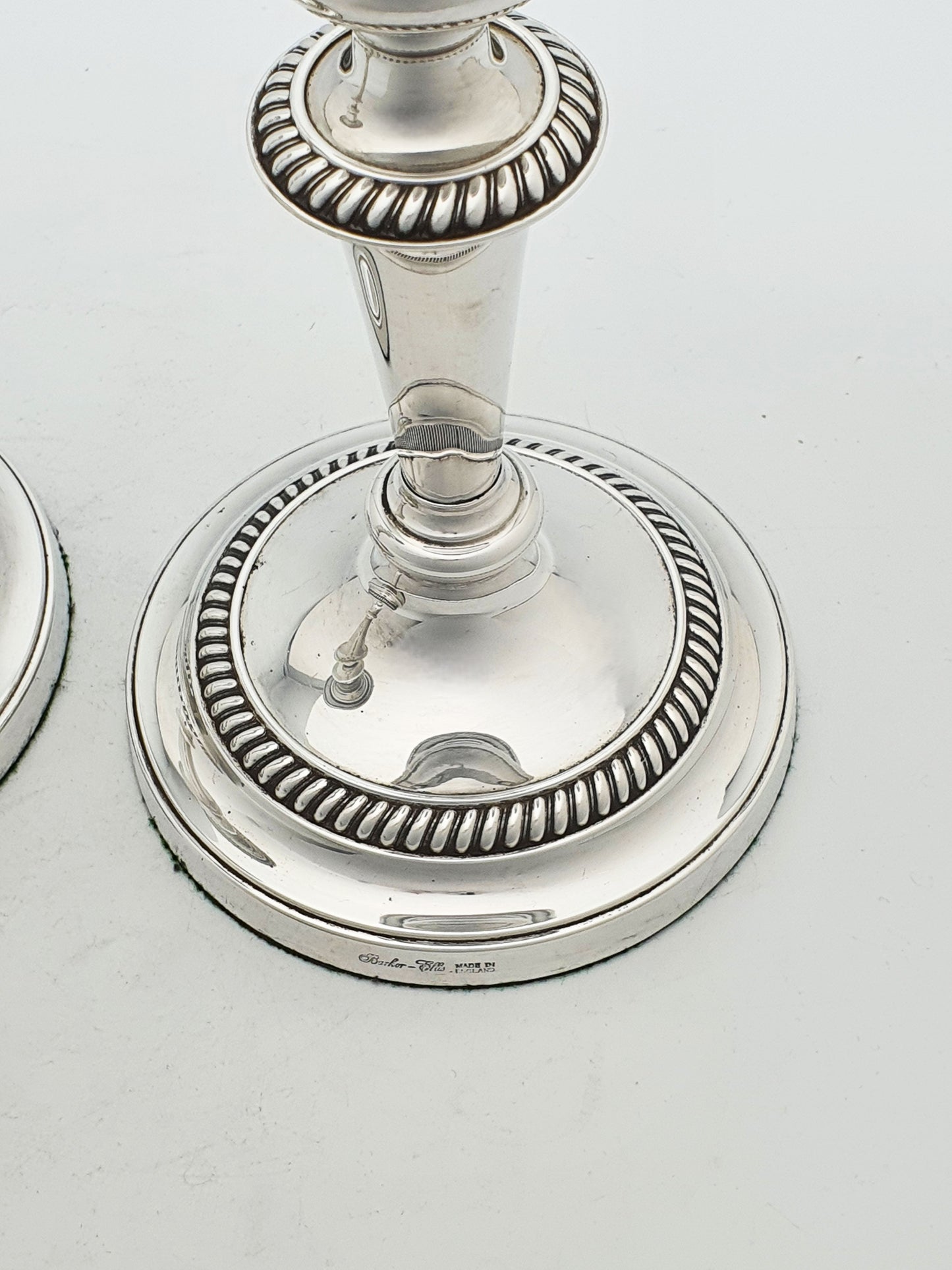 Pair of Antique Barker Ellis Silver Plated Candlesticks – circa 1920