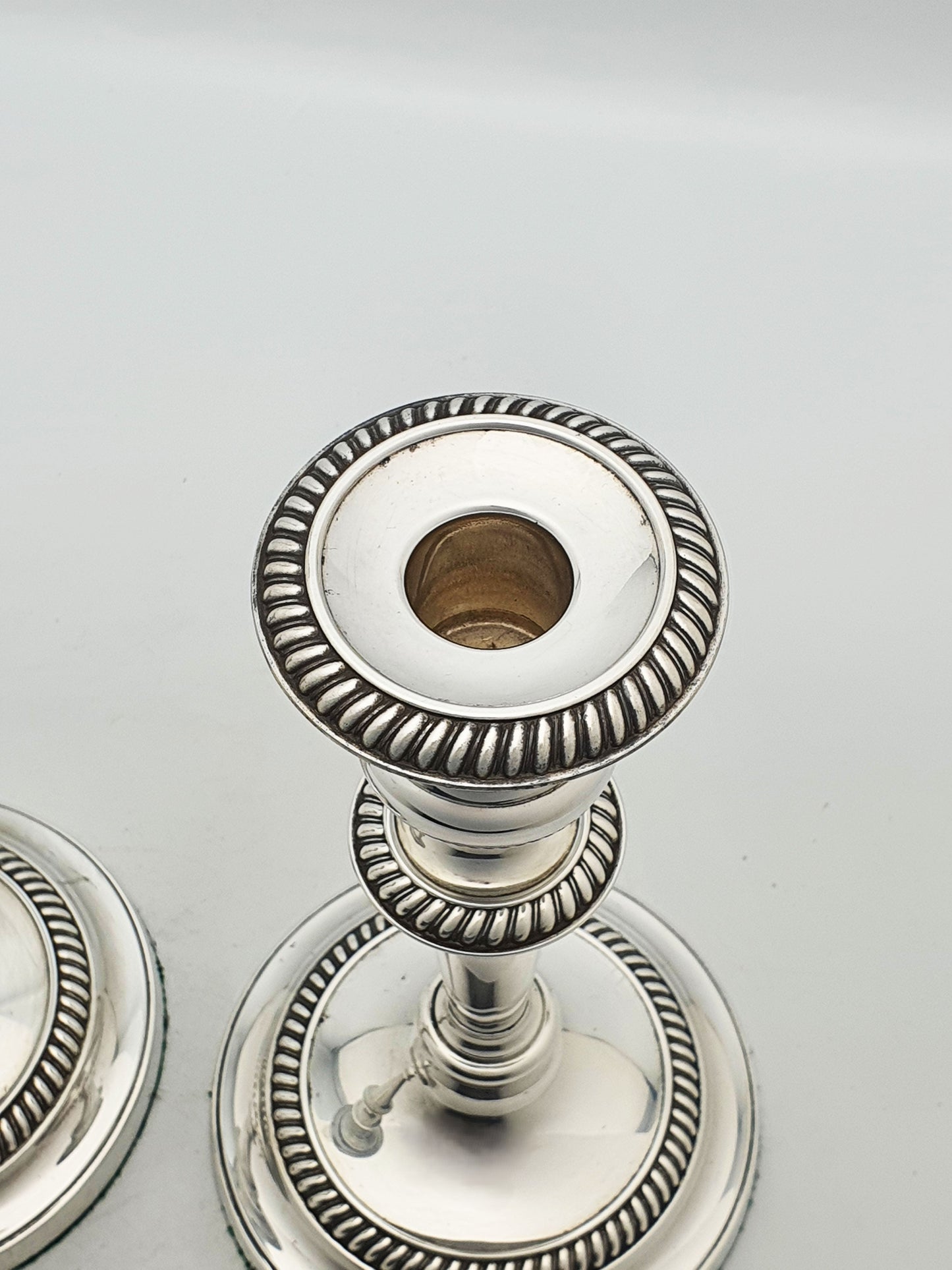 Pair of Antique Barker Ellis Silver Plated Candlesticks – circa 1920