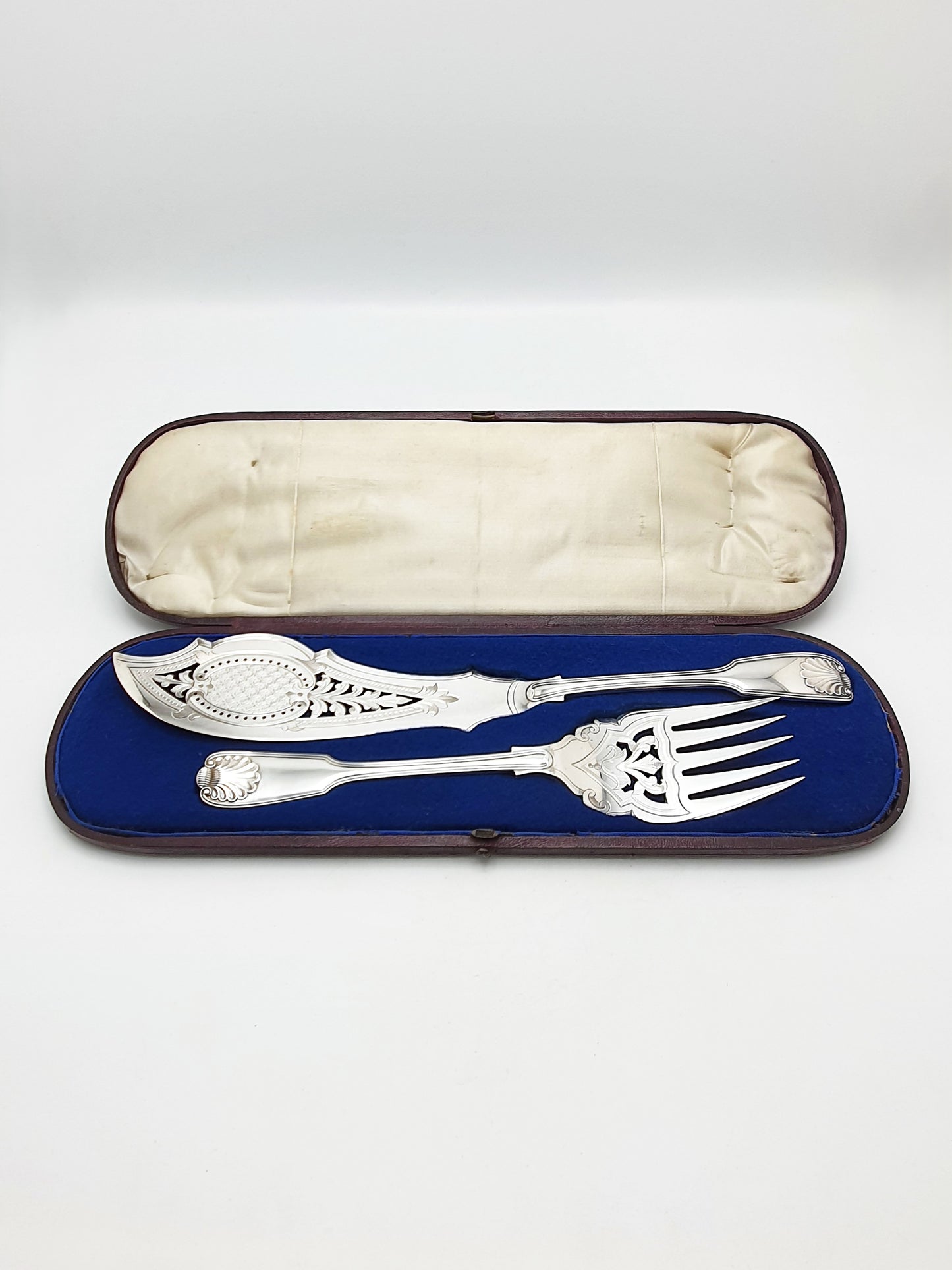 Antique Victorian Silver Plated Engraved Fish Serving Set – circa 1880