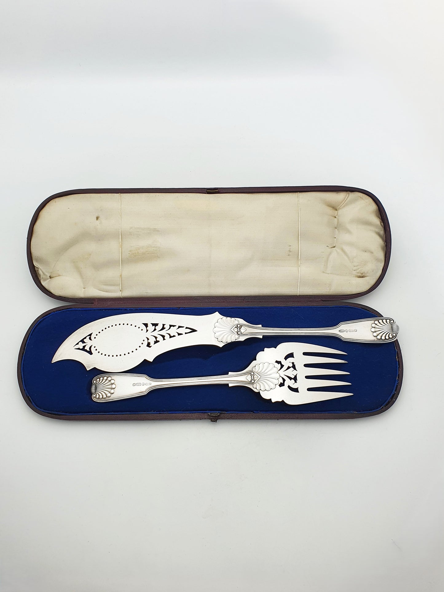 Antique Victorian Silver Plated Engraved Fish Serving Set – circa 1880
