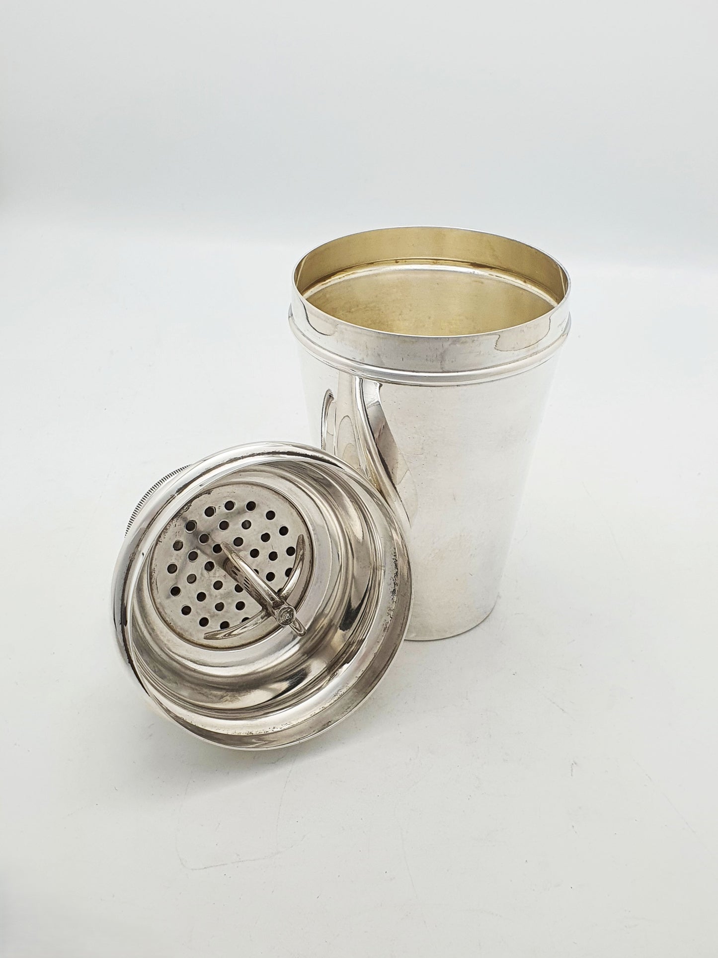 Art Deco Silver Plated Cocktail Shaker With Built-In Ice Breaker – circa 1925