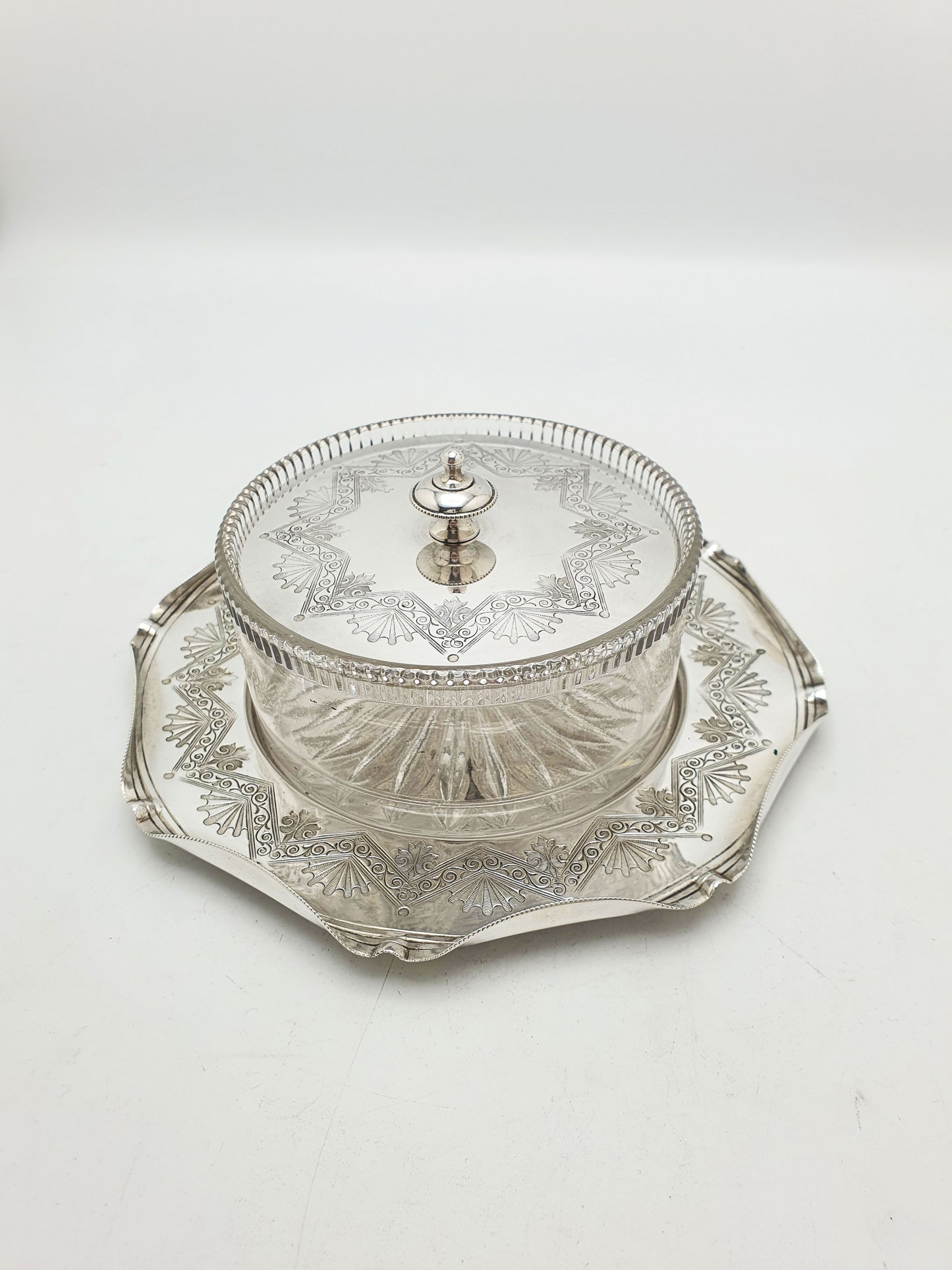Antique Victorian Silver Plated Butter Dish With Glass Liner – circa 1890