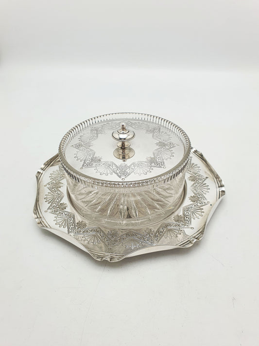 Antique Victorian Silver Plated Butter Dish With Glass Liner – circa 1890