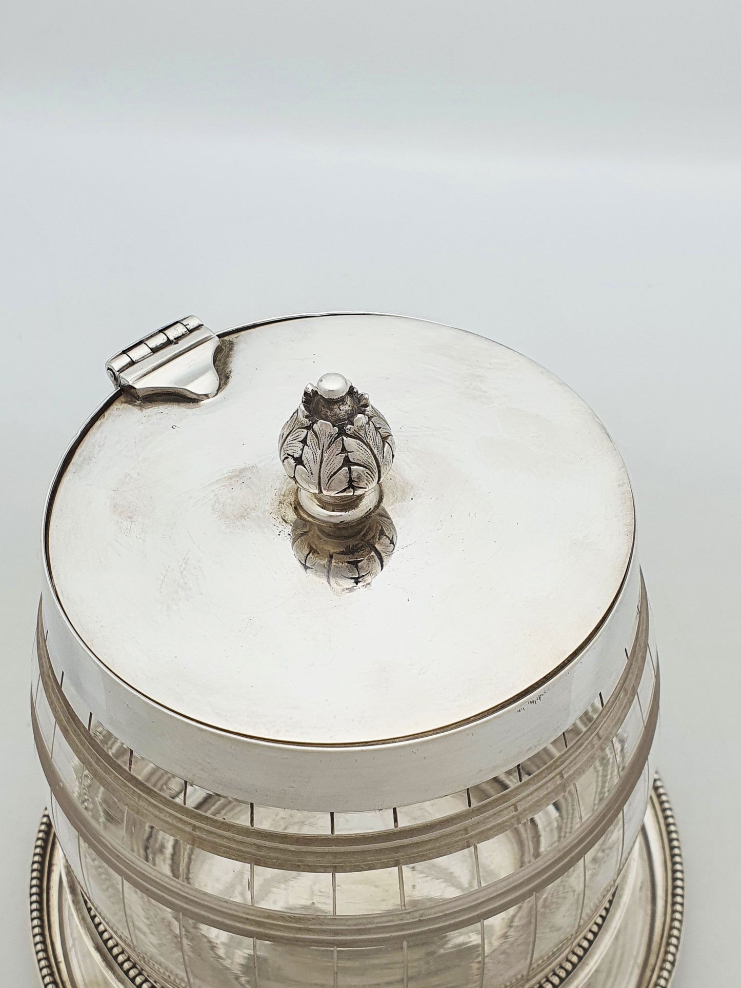 Antique Elkington Cut Glass and Silver Plated Biscuit Barrel With Stand – 1869