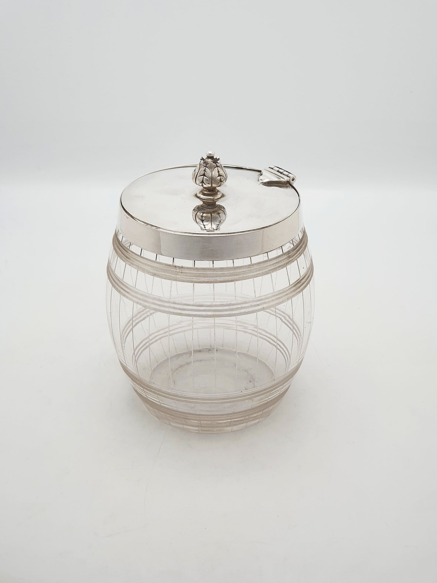 Antique Elkington Cut Glass and Silver Plated Biscuit Barrel With Stand – 1869
