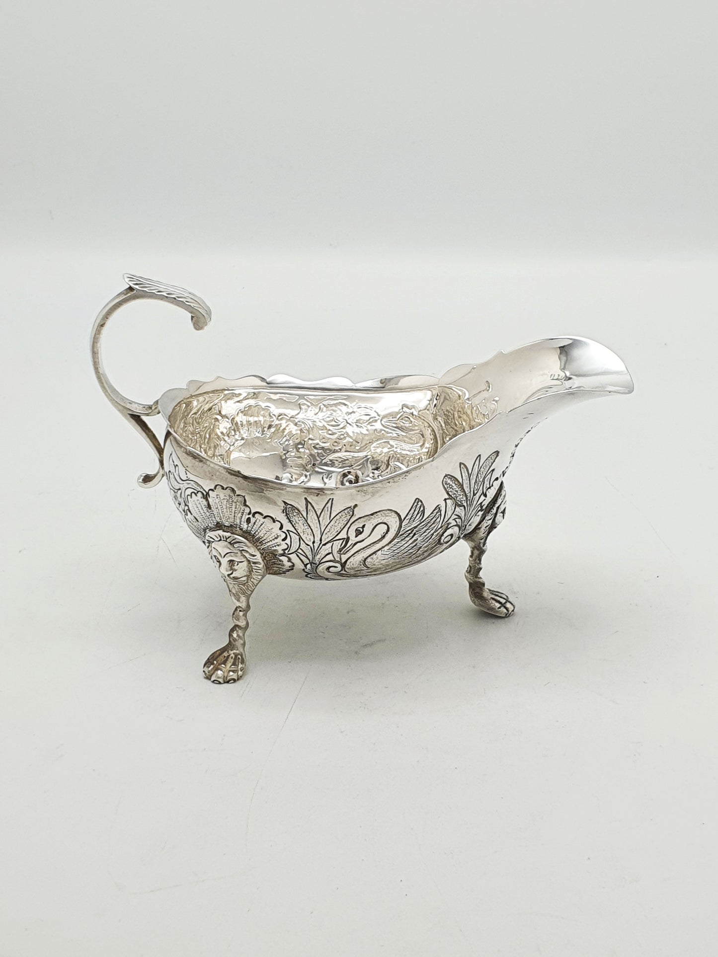 Stunning Pair of Engraved Antique Silver Plated Sauce Boats – circa  1905