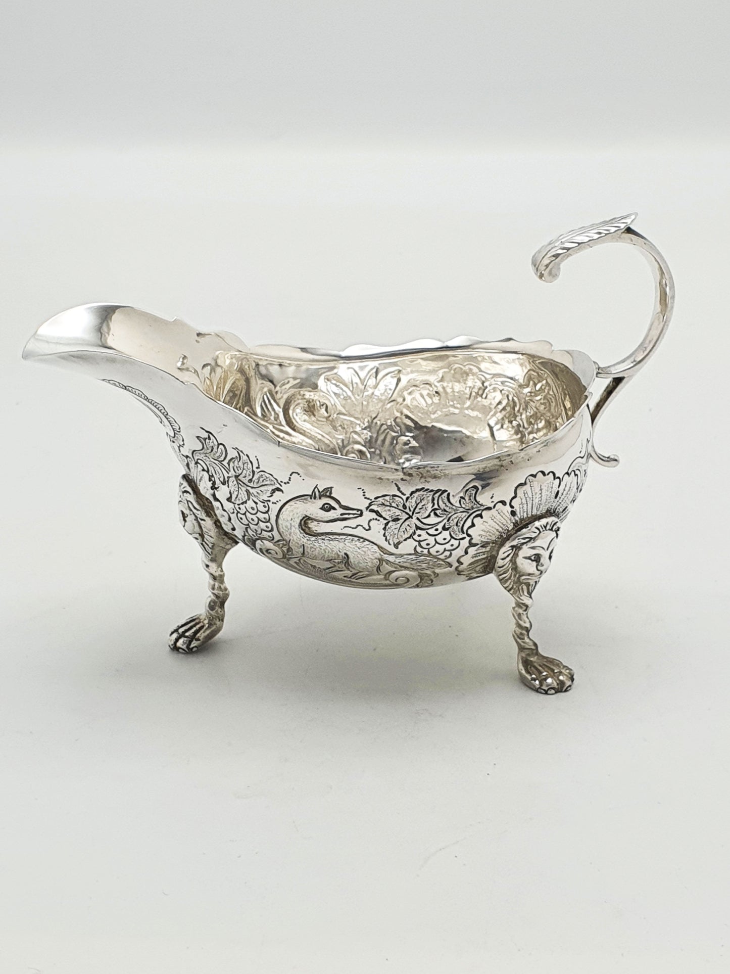 Stunning Pair of Engraved Antique Silver Plated Sauce Boats – circa  1905