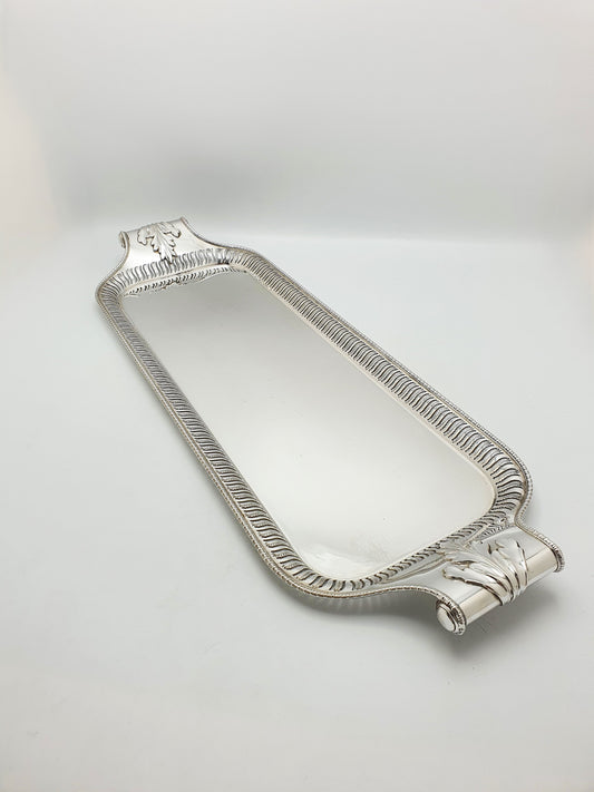 Antique Edwardian Silver Plated Serving Tray With Pierced Border – circa 1905
