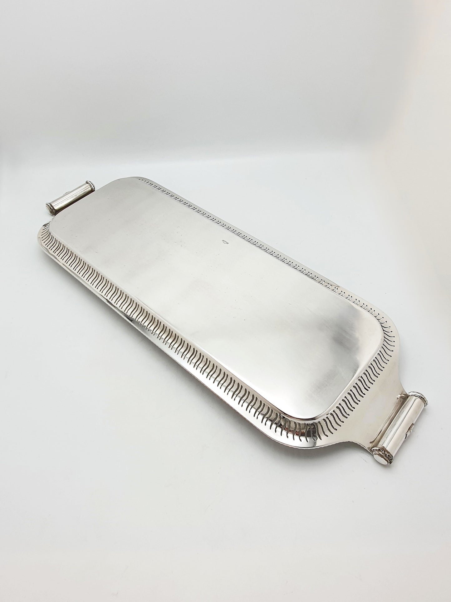 Antique Edwardian Silver Plated Serving Tray With Pierced Border – circa 1905