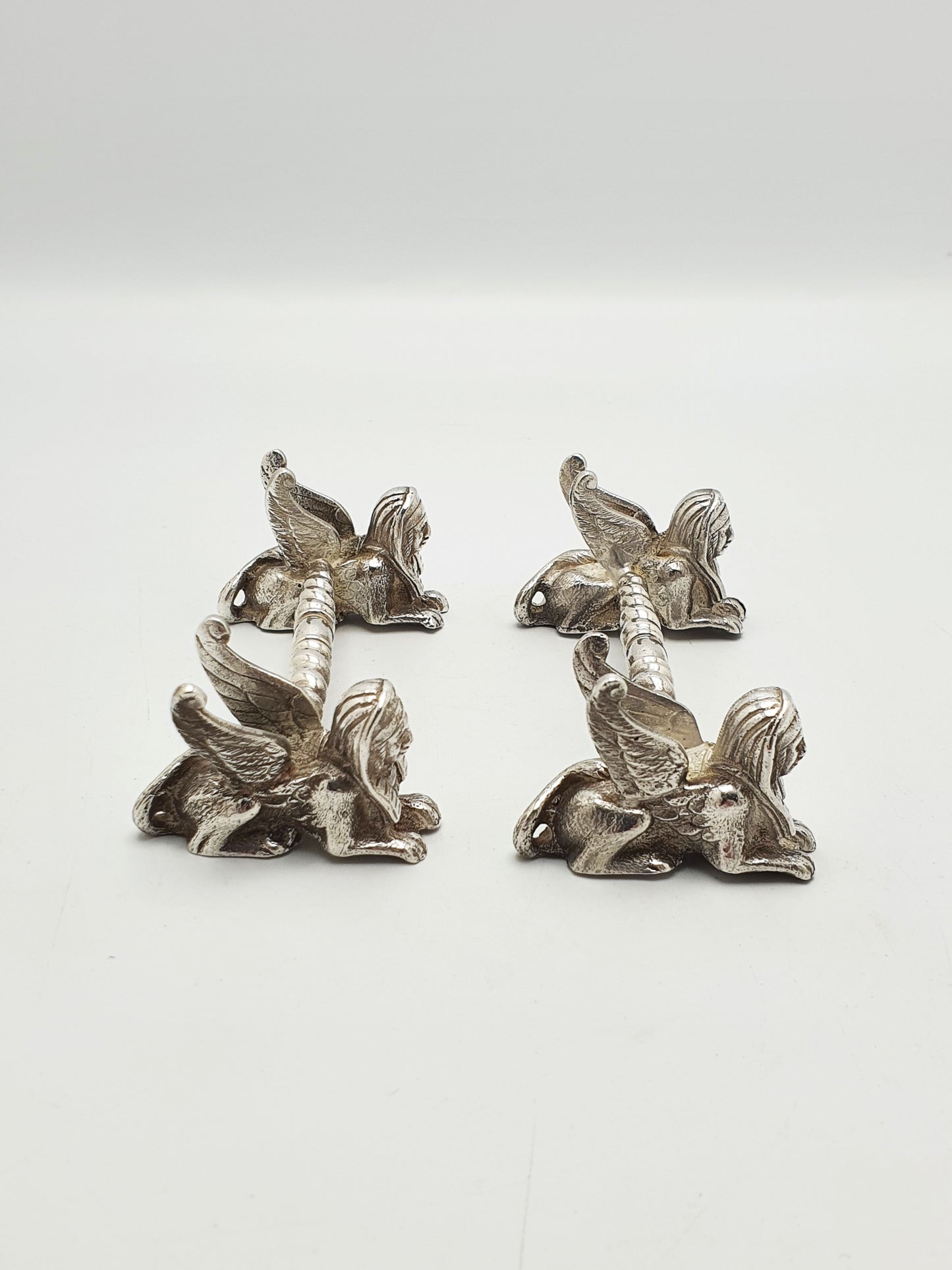 Pair of Antique Egyptian Revival Silver Plated Sphinx Knife Rests – circa 1880