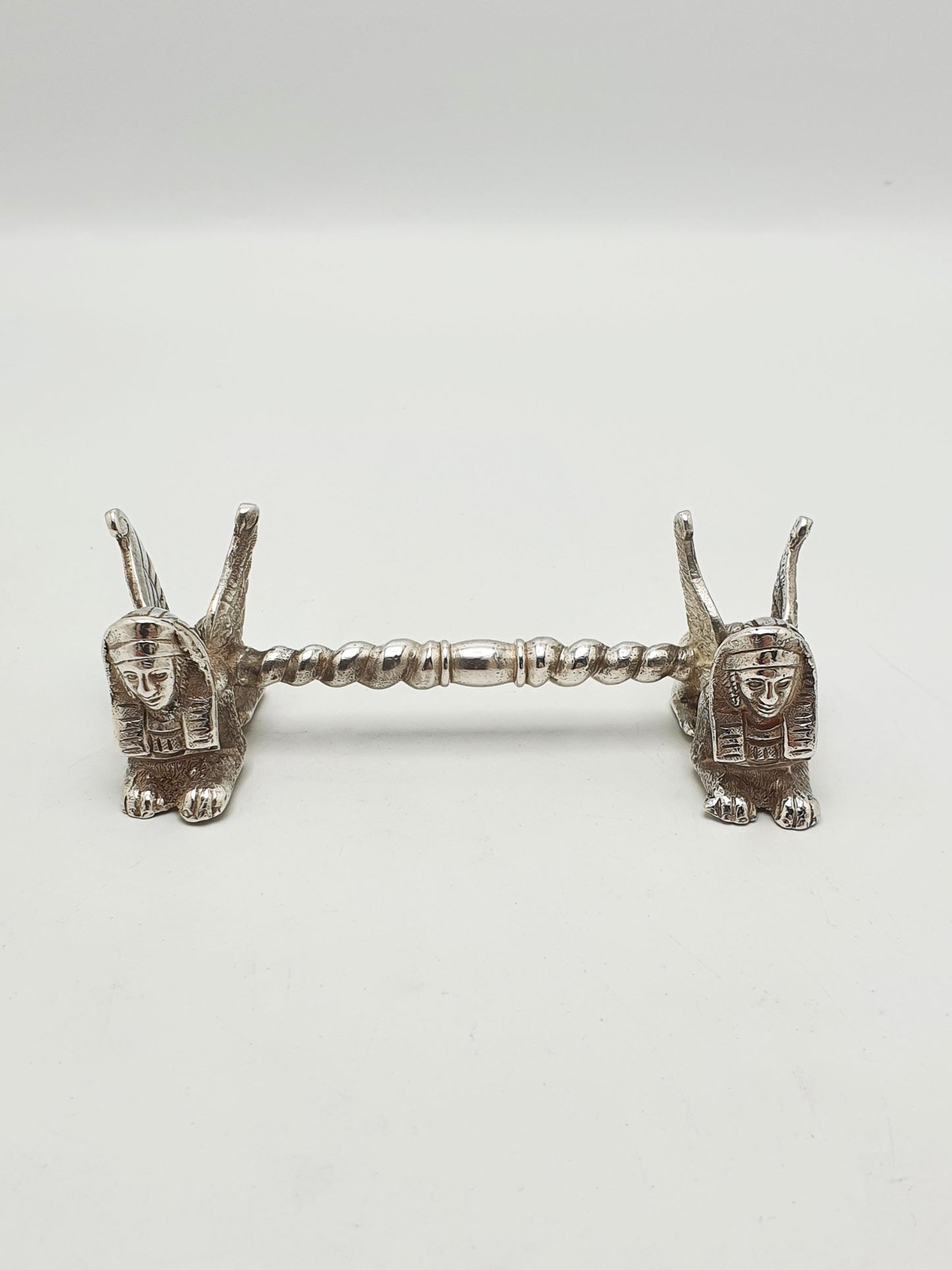 Pair of Antique Egyptian Revival Silver Plated Sphinx Knife Rests – circa 1880