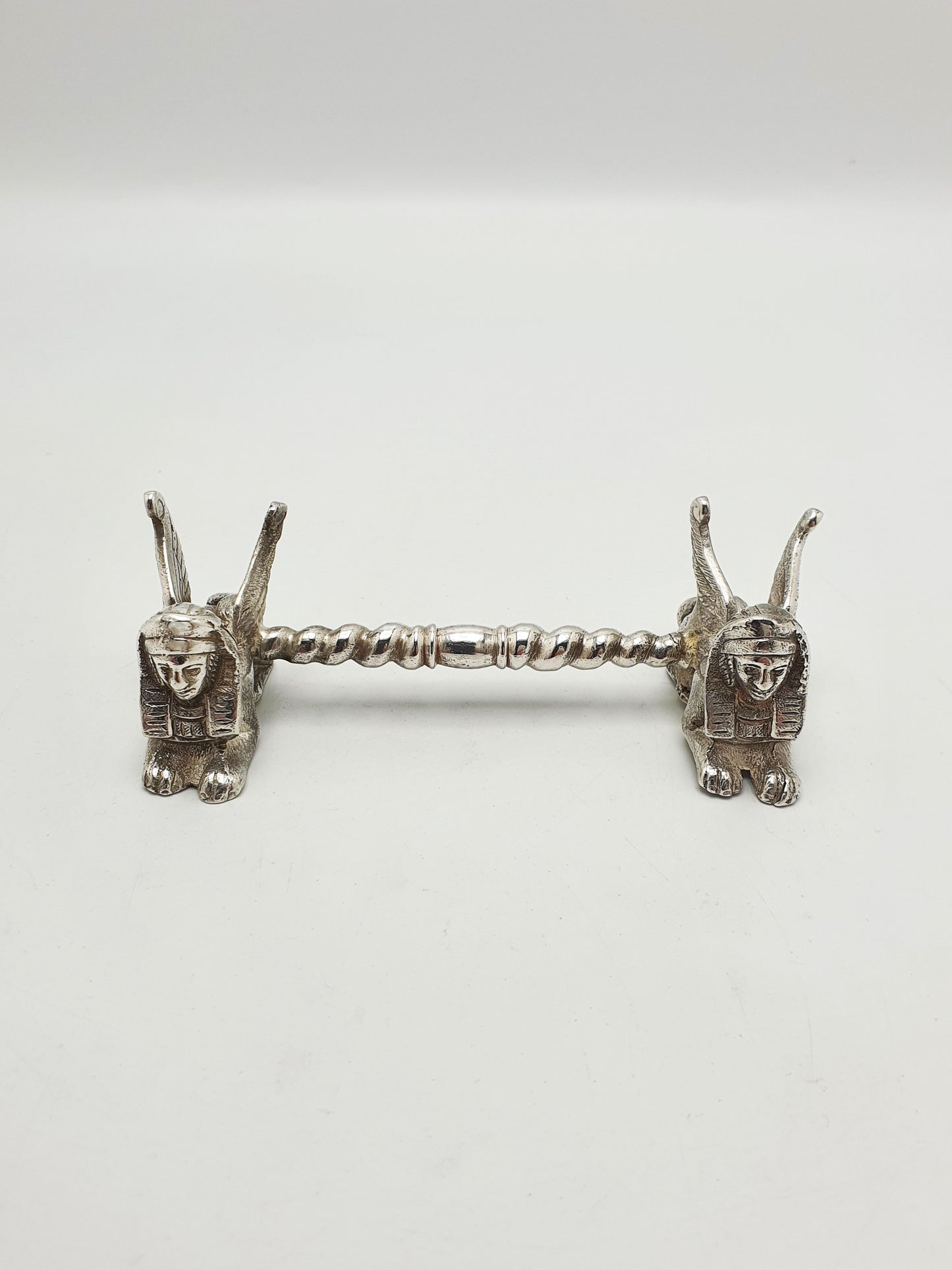 Pair of Antique Egyptian Revival Silver Plated Sphinx Knife Rests – circa 1880