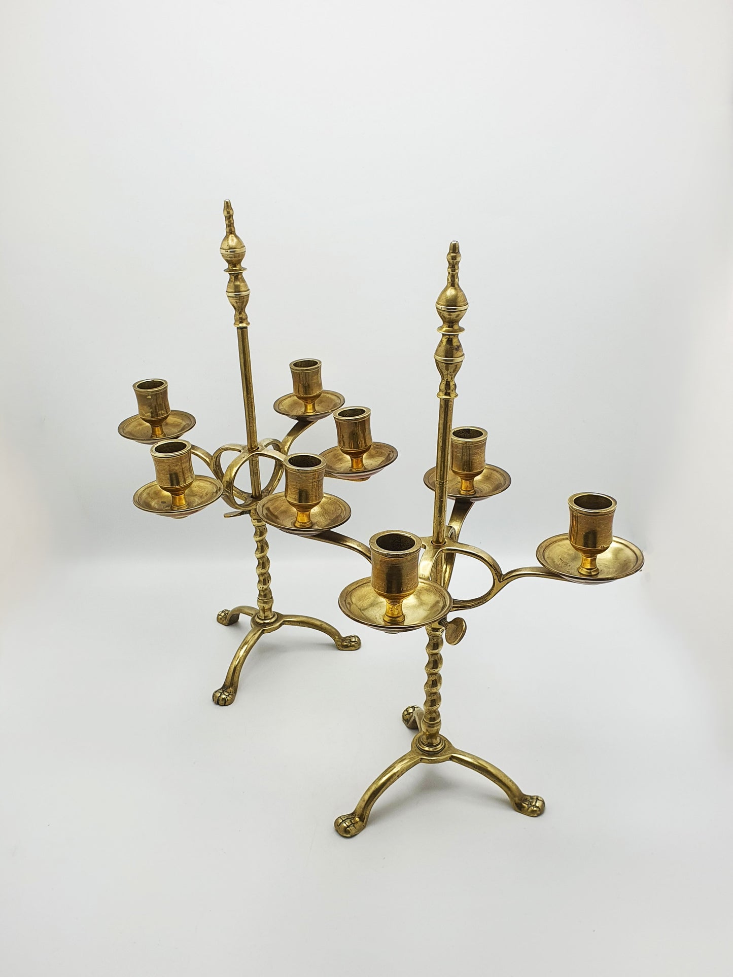 Antique Dutch Brass Adjustable Four Light Candelabra – circa 1900