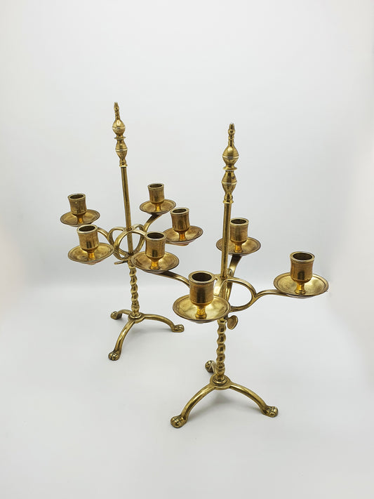 Antique Dutch Brass Adjustable Four Light Candelabra – circa 1900