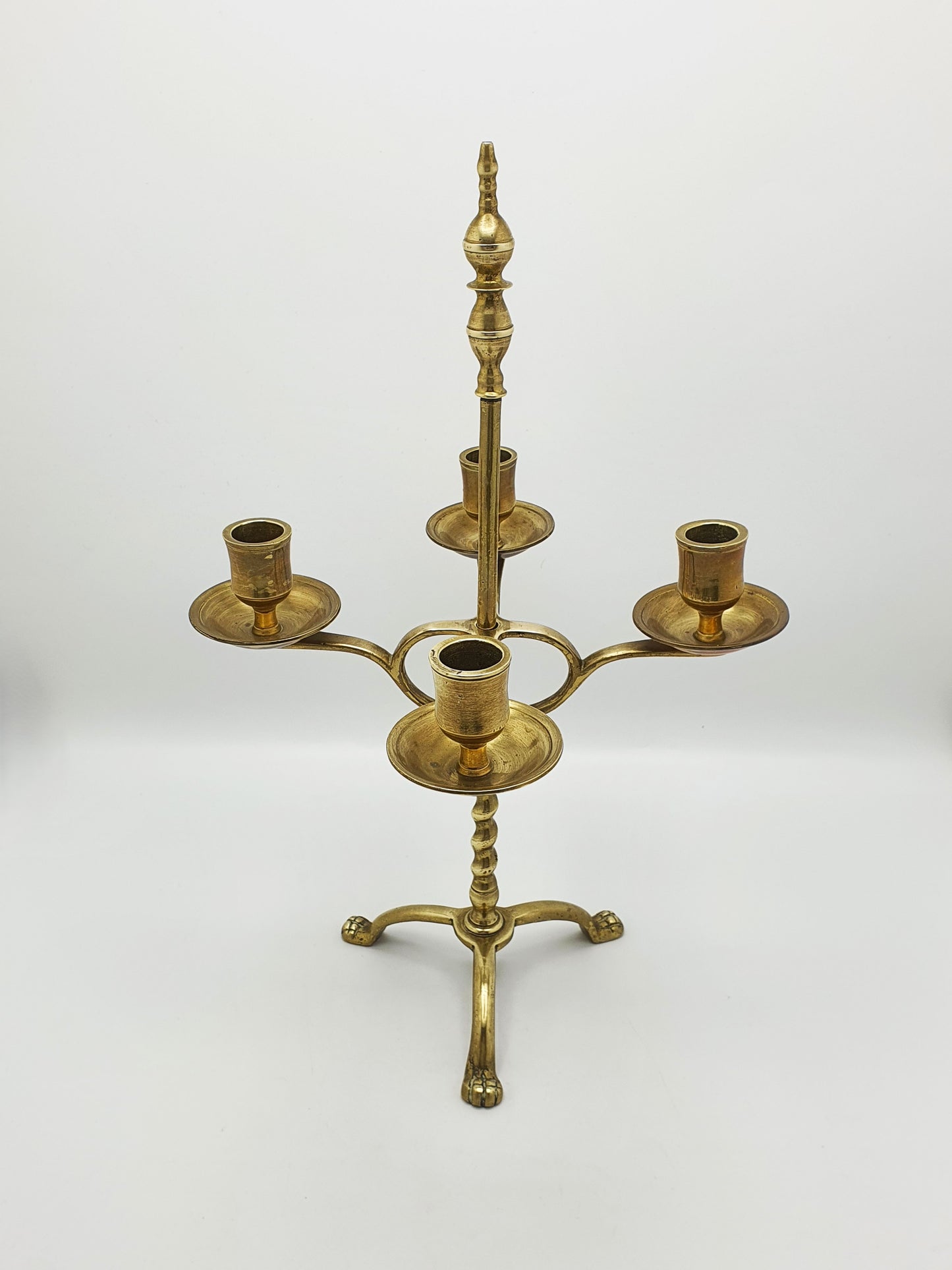 Antique Dutch Brass Adjustable Four Light Candelabra – circa 1900