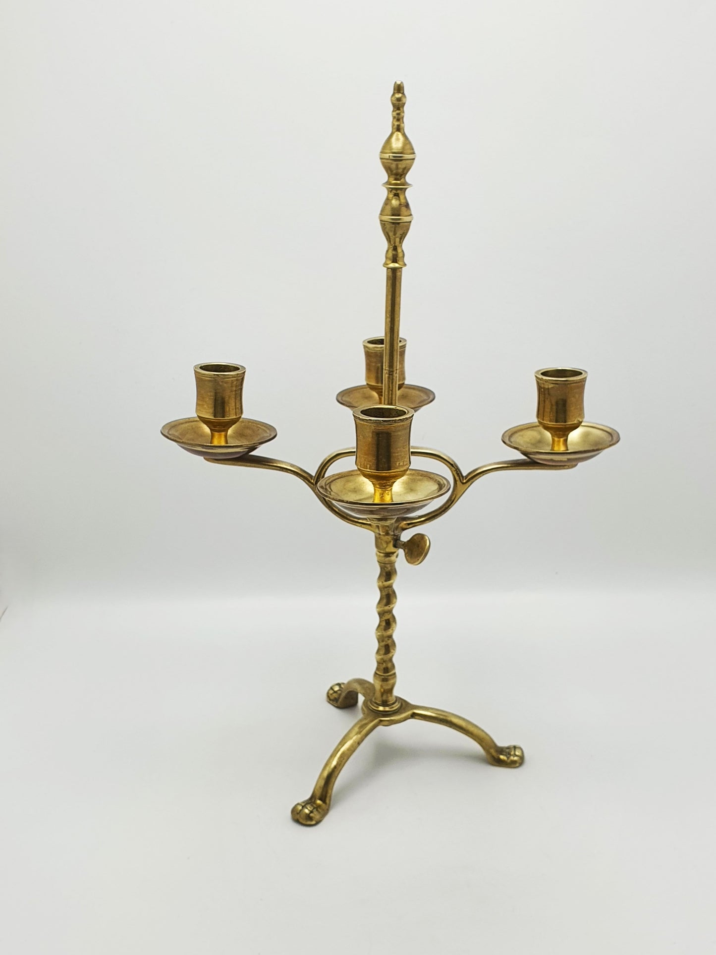Antique Dutch Brass Adjustable Four Light Candelabra – circa 1900