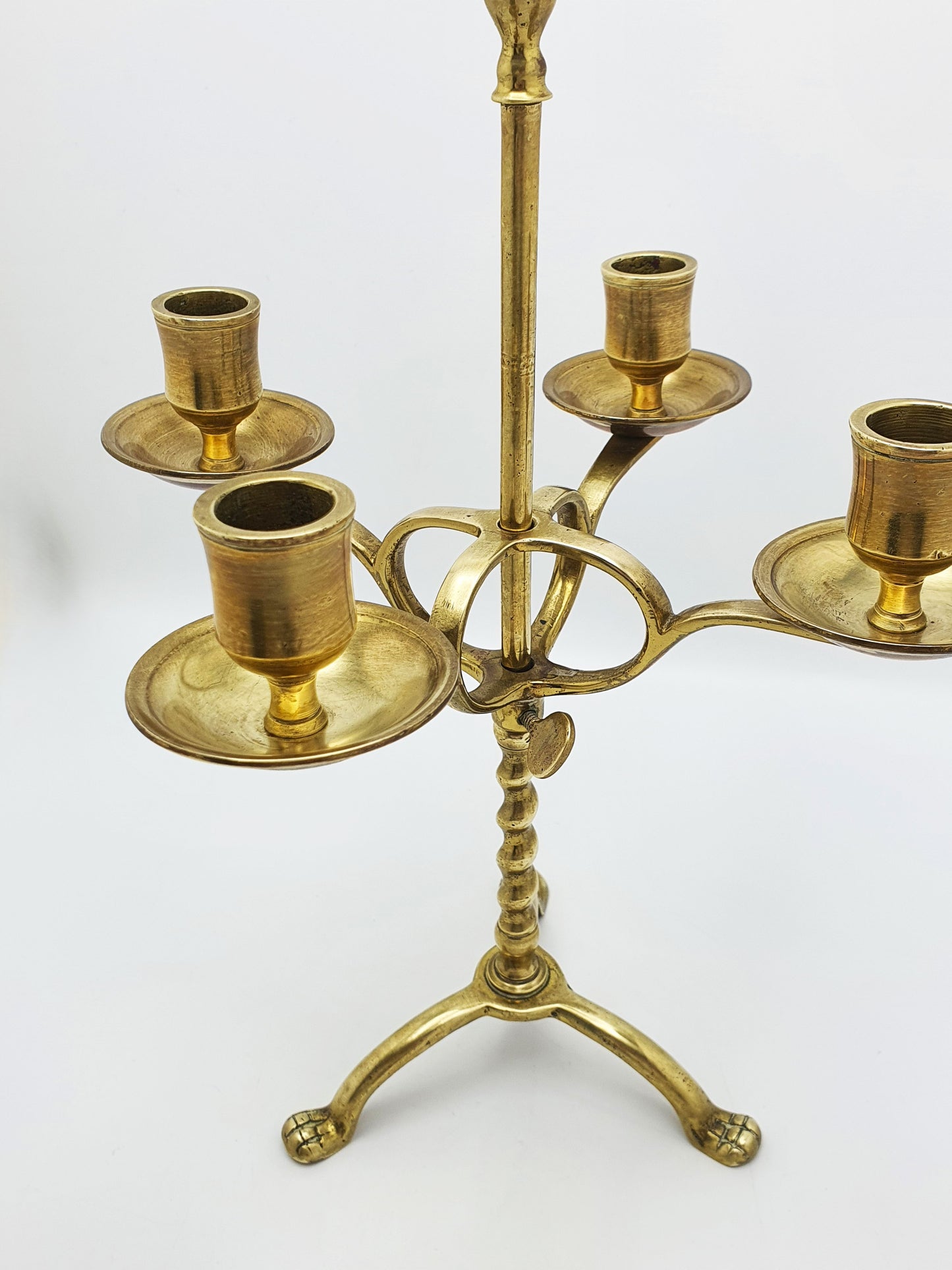 Antique Dutch Brass Adjustable Four Light Candelabra – circa 1900
