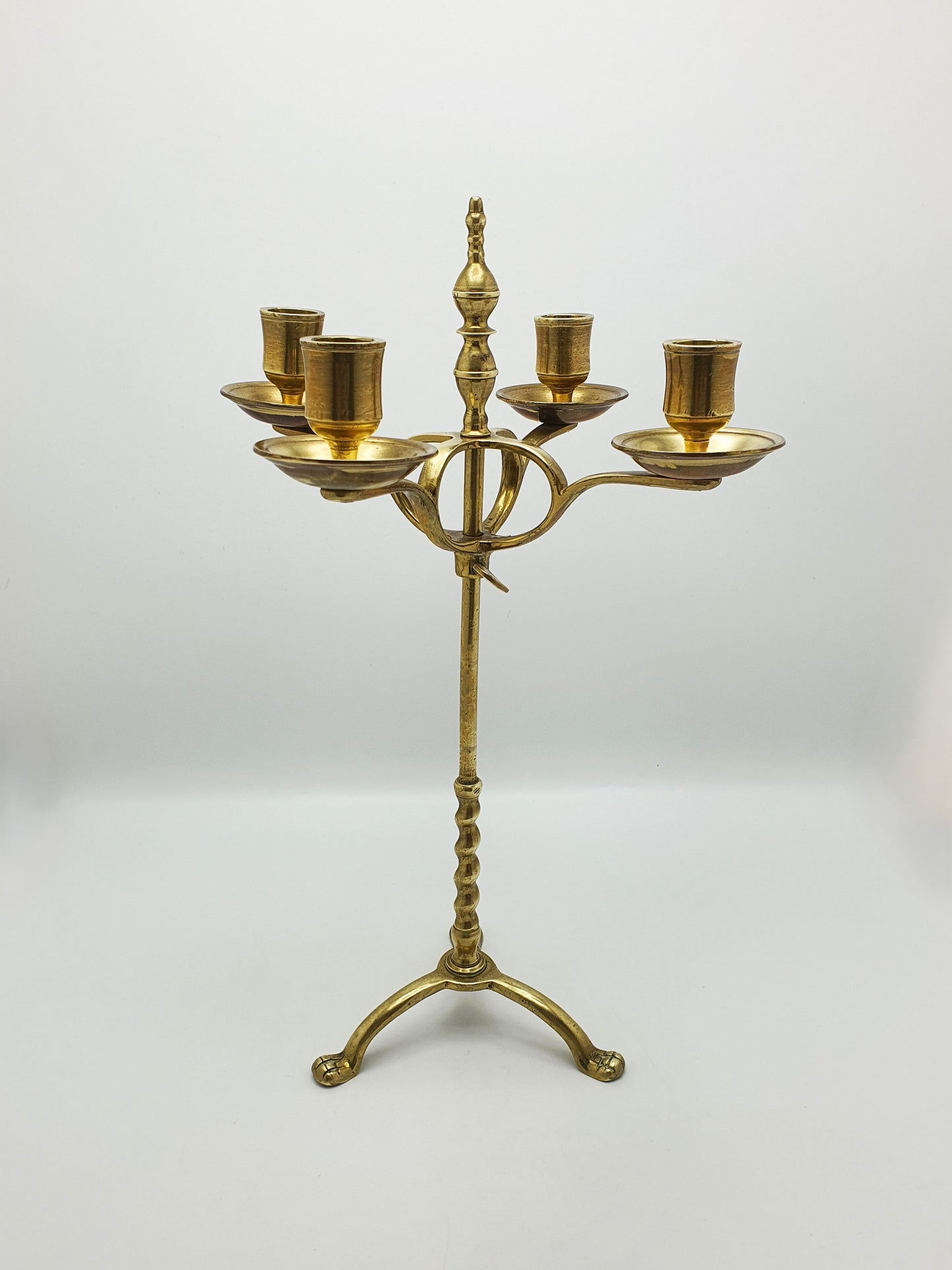 Antique Dutch Brass Adjustable Four Light Candelabra – circa 1900