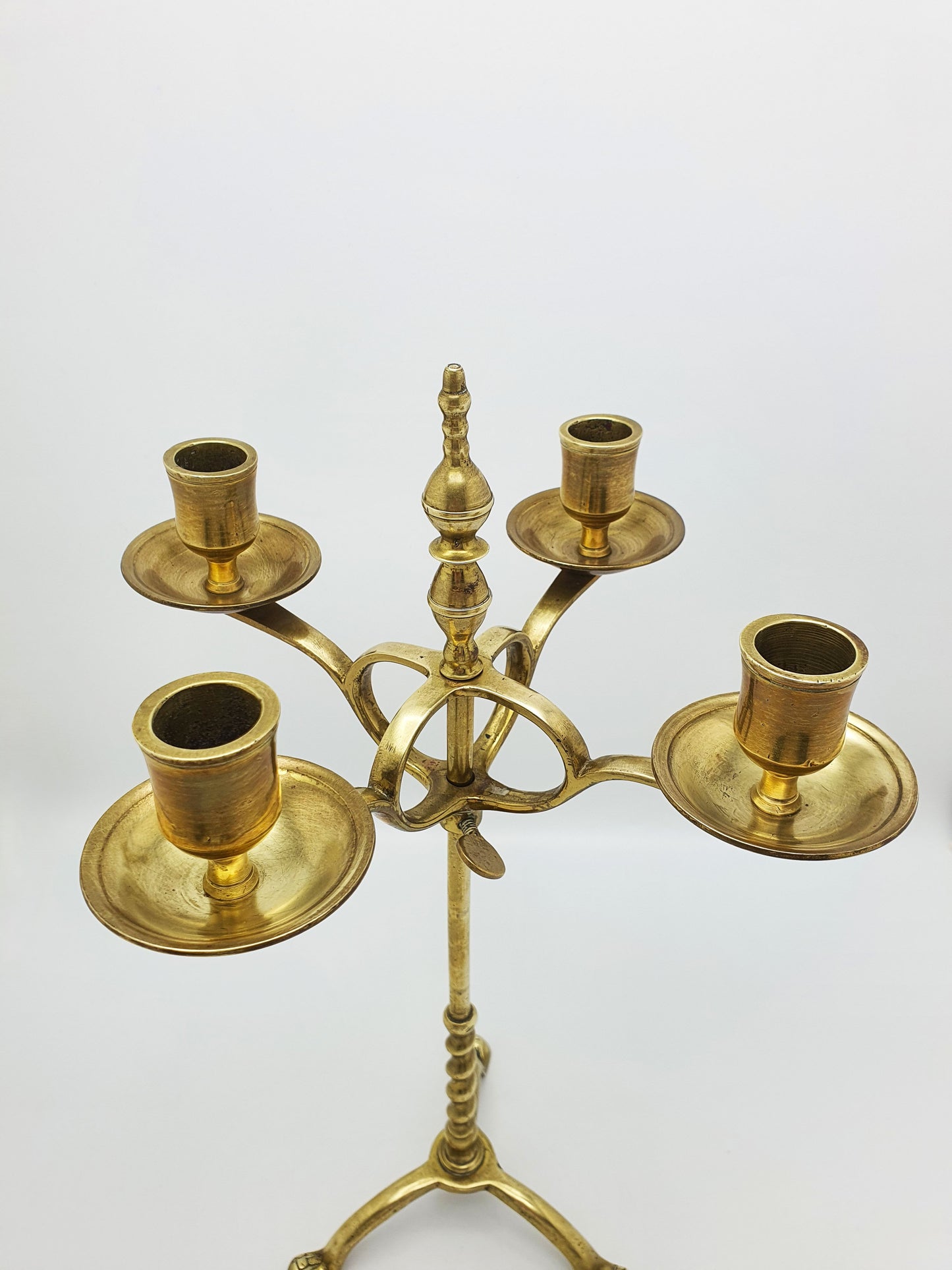 Antique Dutch Brass Adjustable Four Light Candelabra – circa 1900