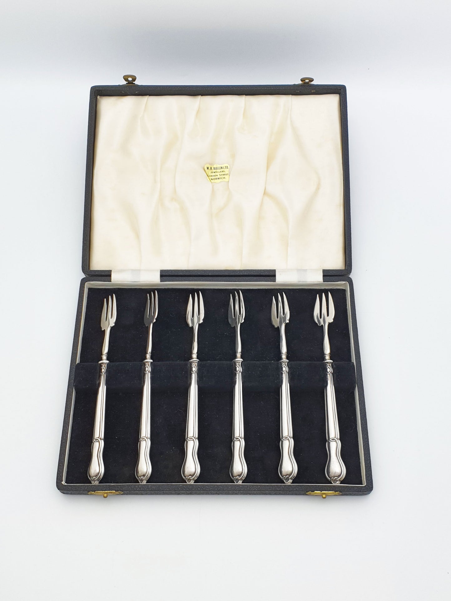 Antique Edwardian Sterling Silver Set Of Six Oyster Forks - 1907
