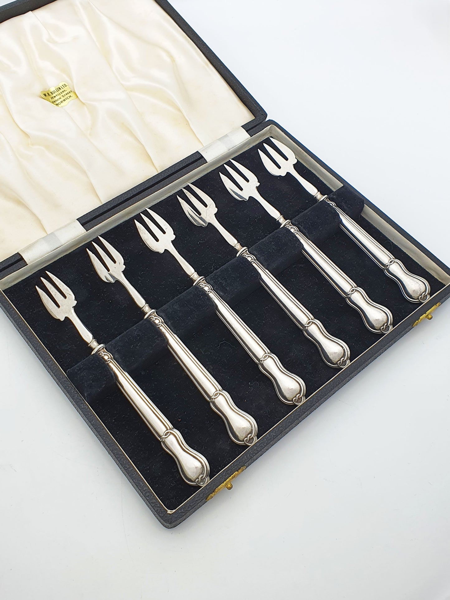 Antique Edwardian Sterling Silver Set Of Six Oyster Forks - 1907