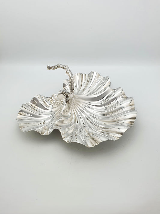 Antique Victorian Silver Plated Shell Dish With Stylised Coral Handle – circa 1880