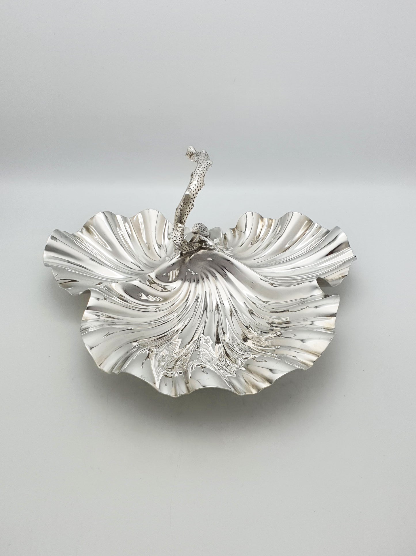 Antique Victorian Silver Plated Shell Dish With Stylised Coral Handle – circa 1880
