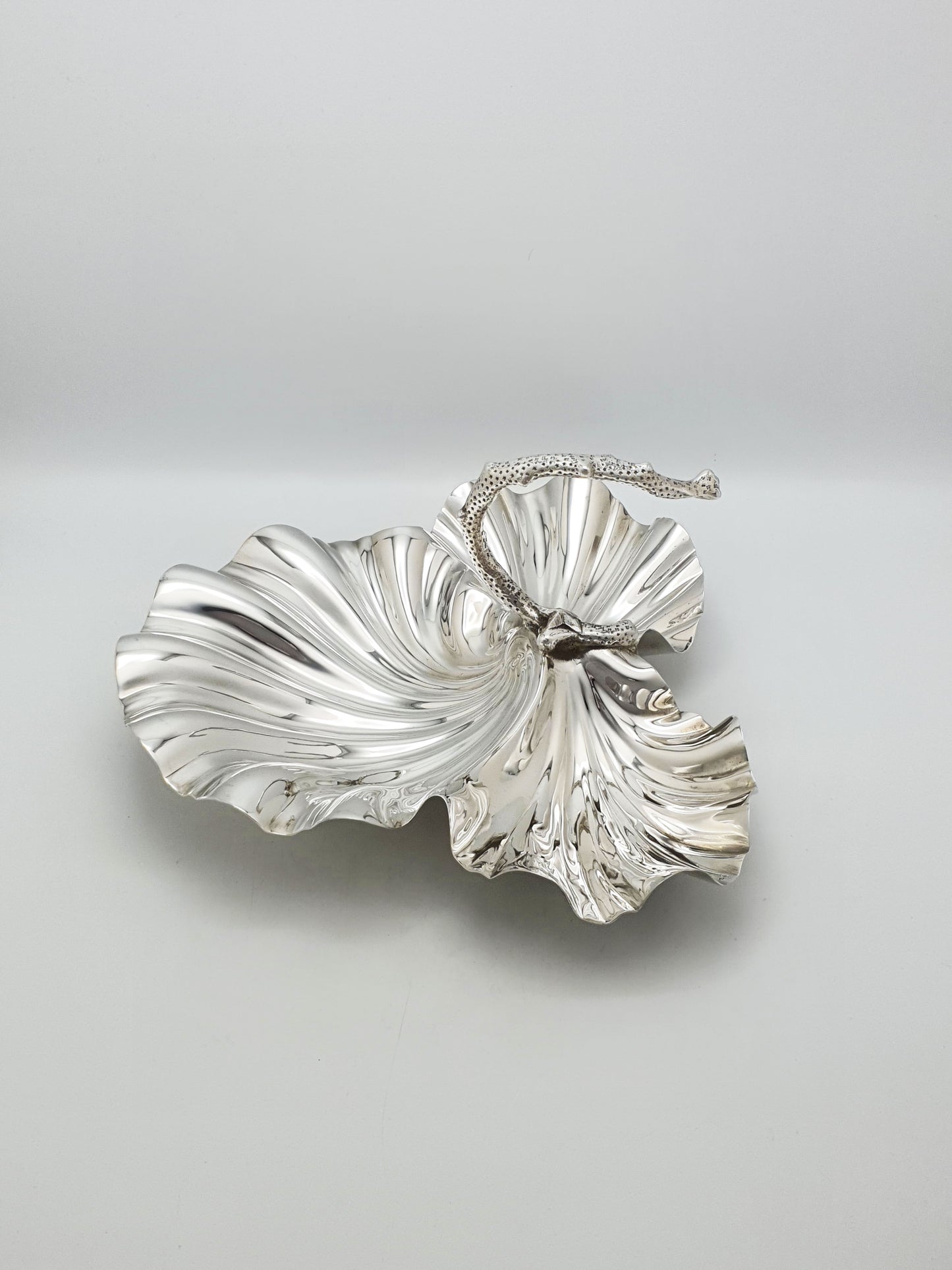 Antique Victorian Silver Plated Shell Dish With Stylised Coral Handle – circa 1880