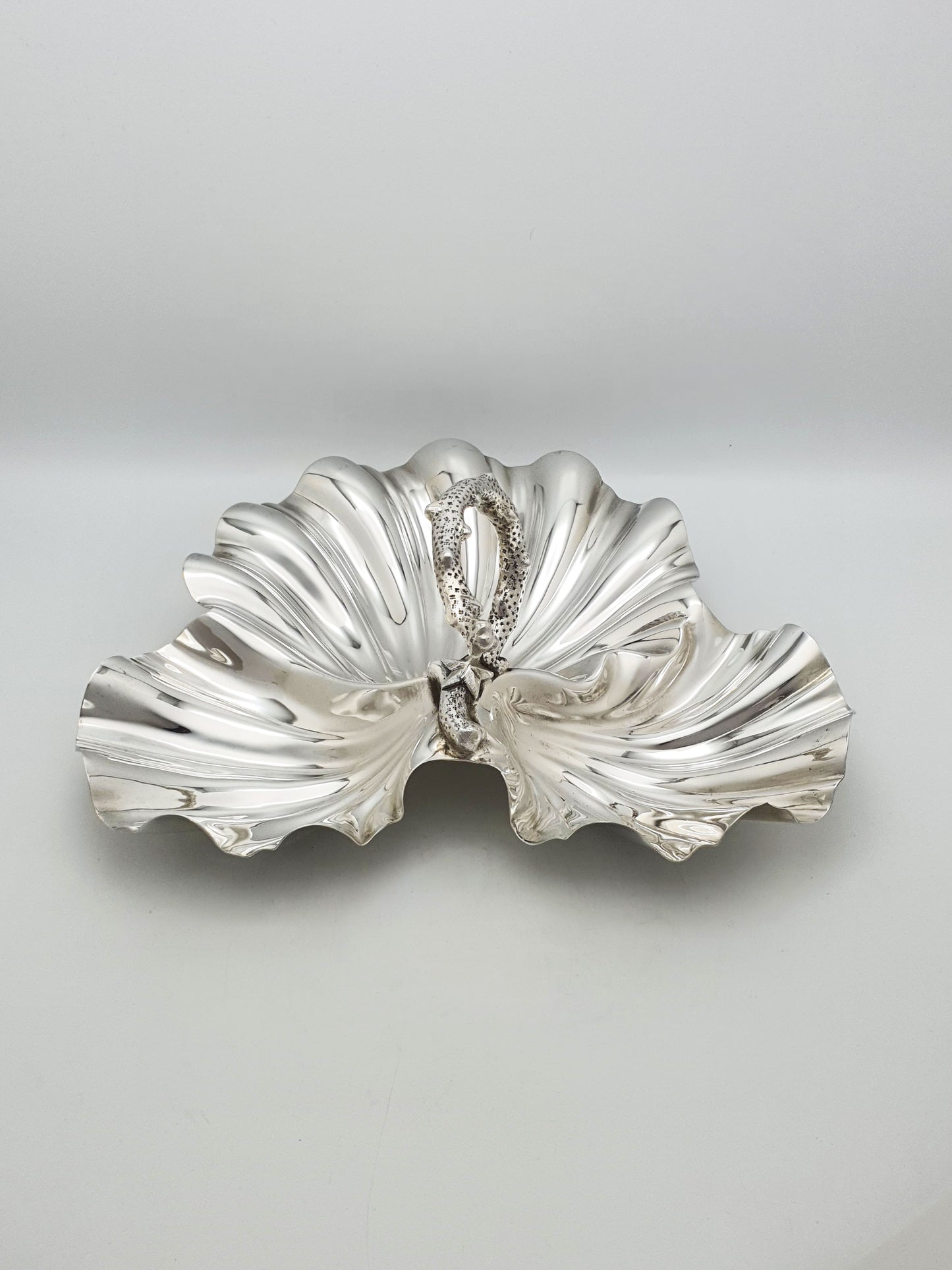 Antique Victorian Silver Plated Shell Dish With Stylised Coral Handle – circa 1880