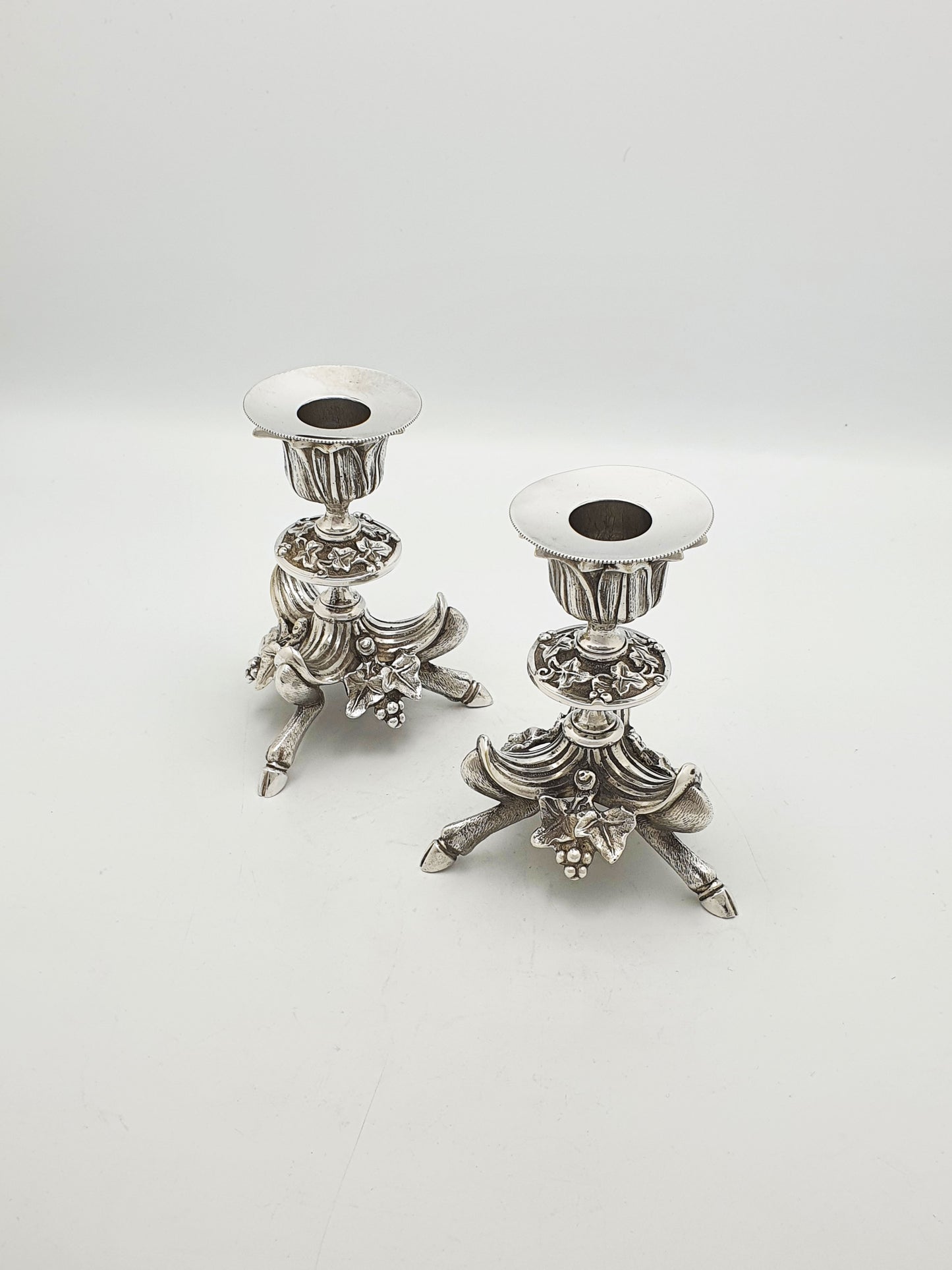 Antique Victorian Silver Plated Pair Of Figural Candlesticks – circa 1880