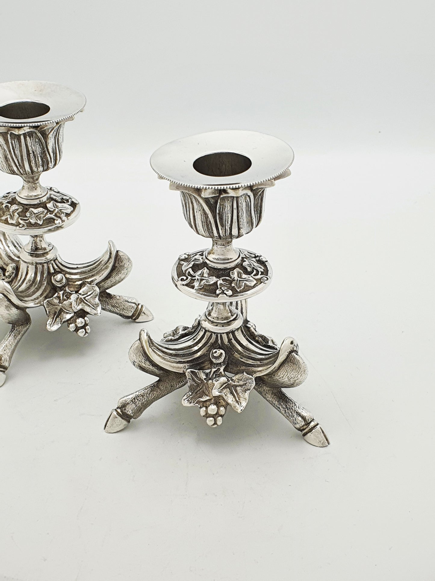 Antique Victorian Silver Plated Pair Of Figural Candlesticks – circa 1880