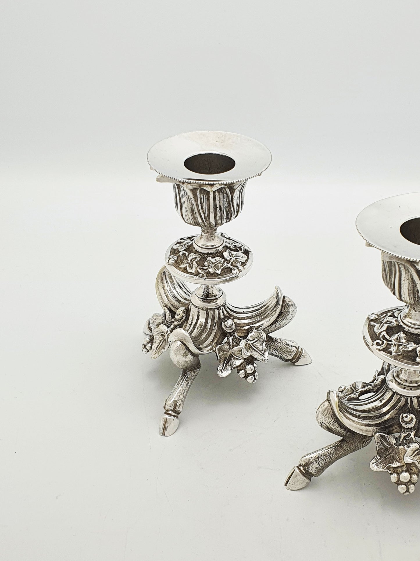 Antique Victorian Silver Plated Pair Of Figural Candlesticks – circa 1880