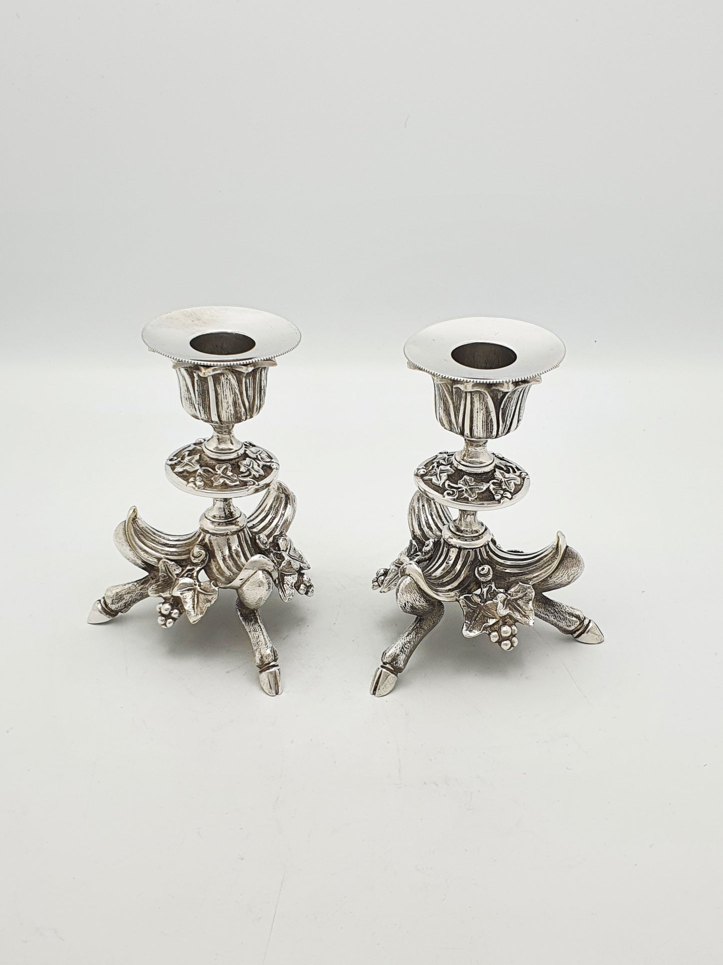 Antique Victorian Silver Plated Pair Of Figural Candlesticks – circa 1880